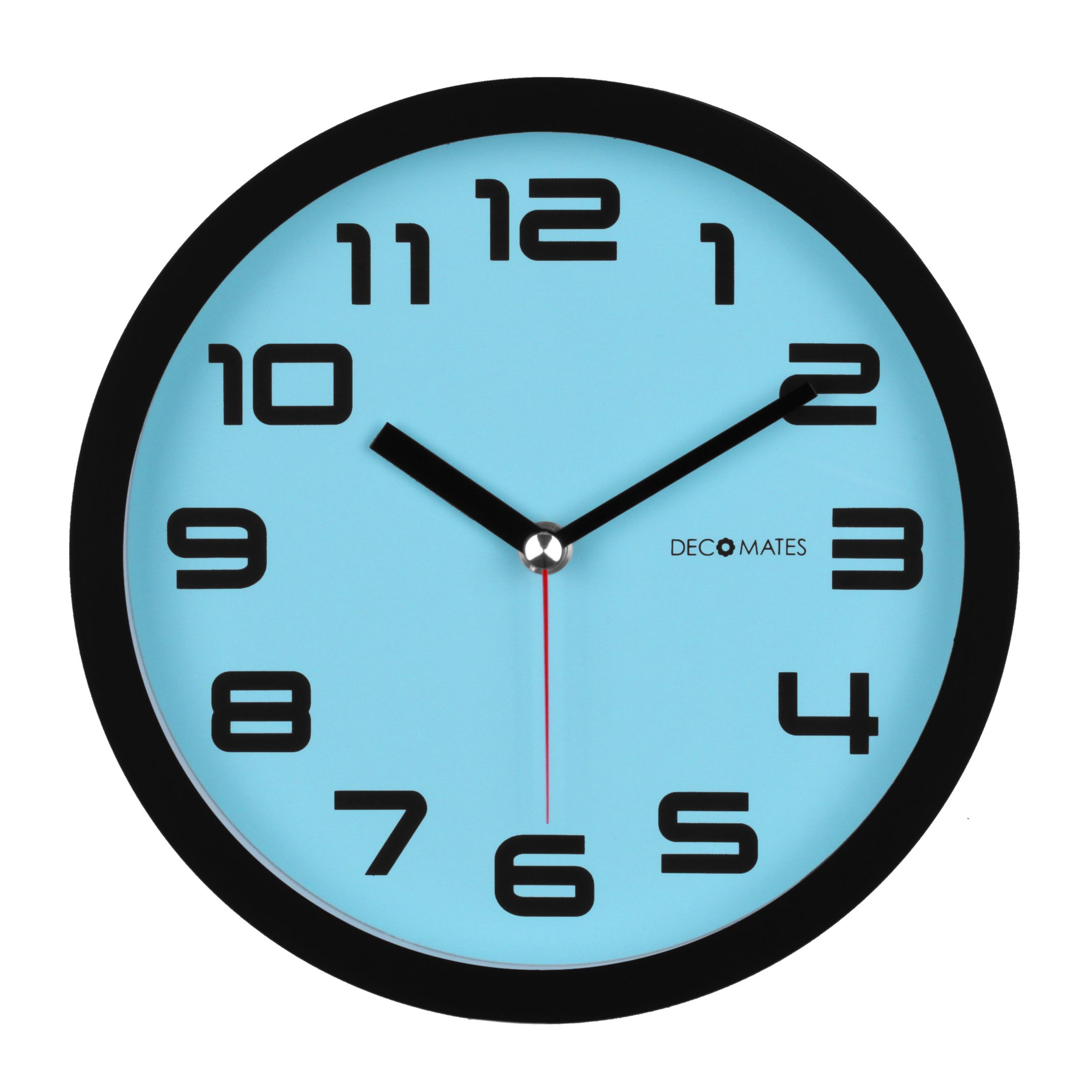 DecoMates Non-Ticking Silent Wall Clock, Color Block, Blue Frost