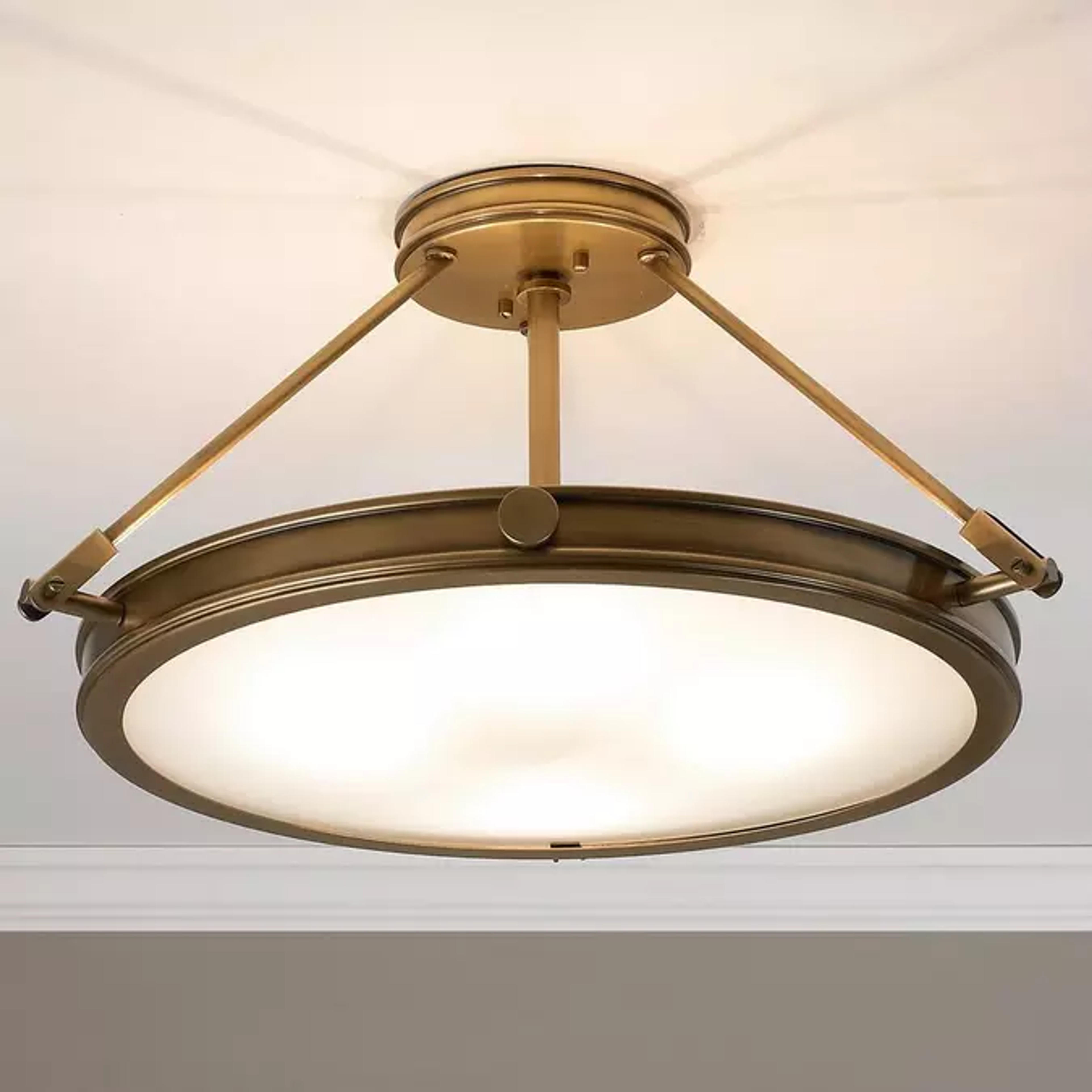 Antique Brass Mid-Century Retro Semi-Flush Ceiling Light - 4 Light