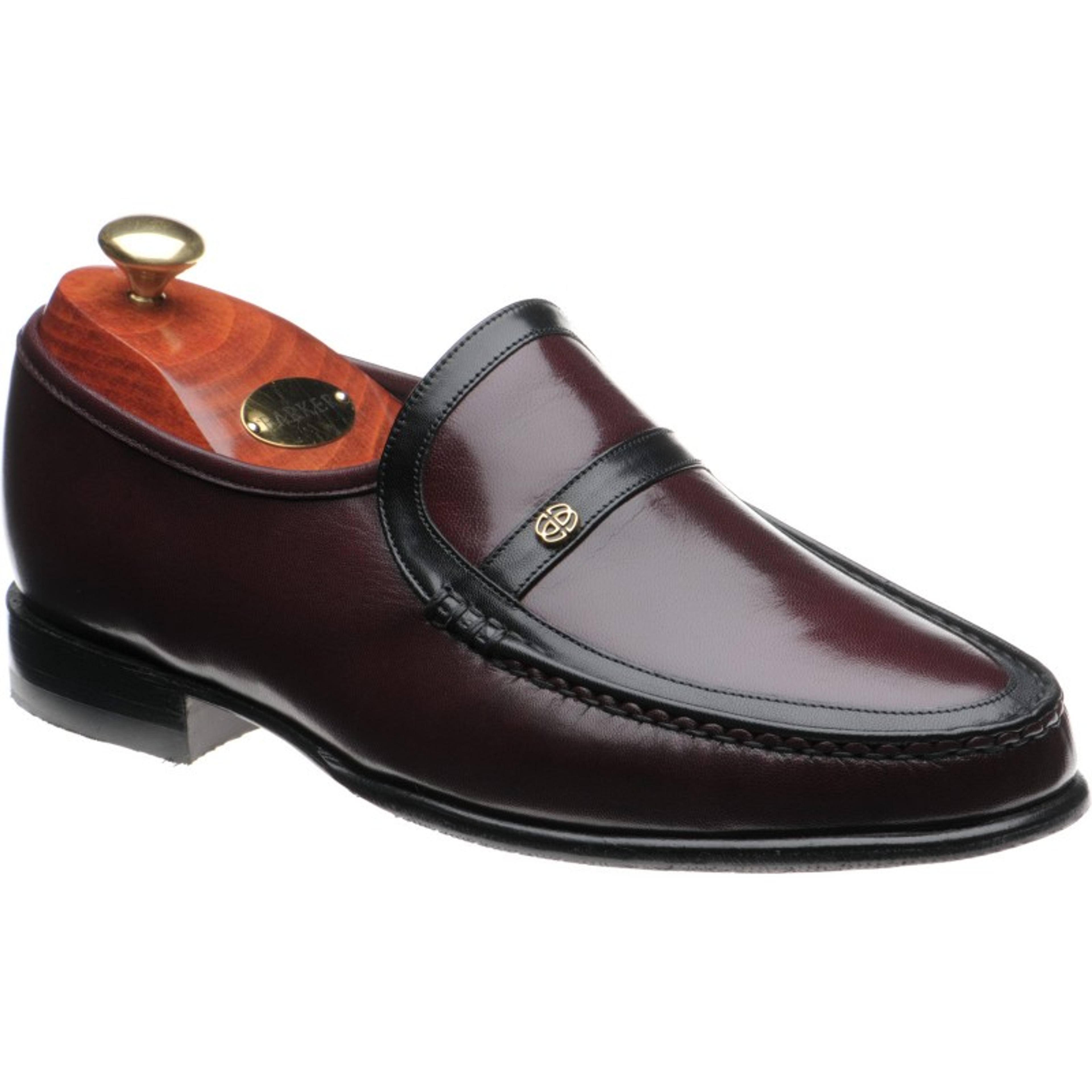 Barker shoes | Barker Moccasin Collection | Jefferson rubber-soled loafers in Burgundy Kid at Herring Shoes