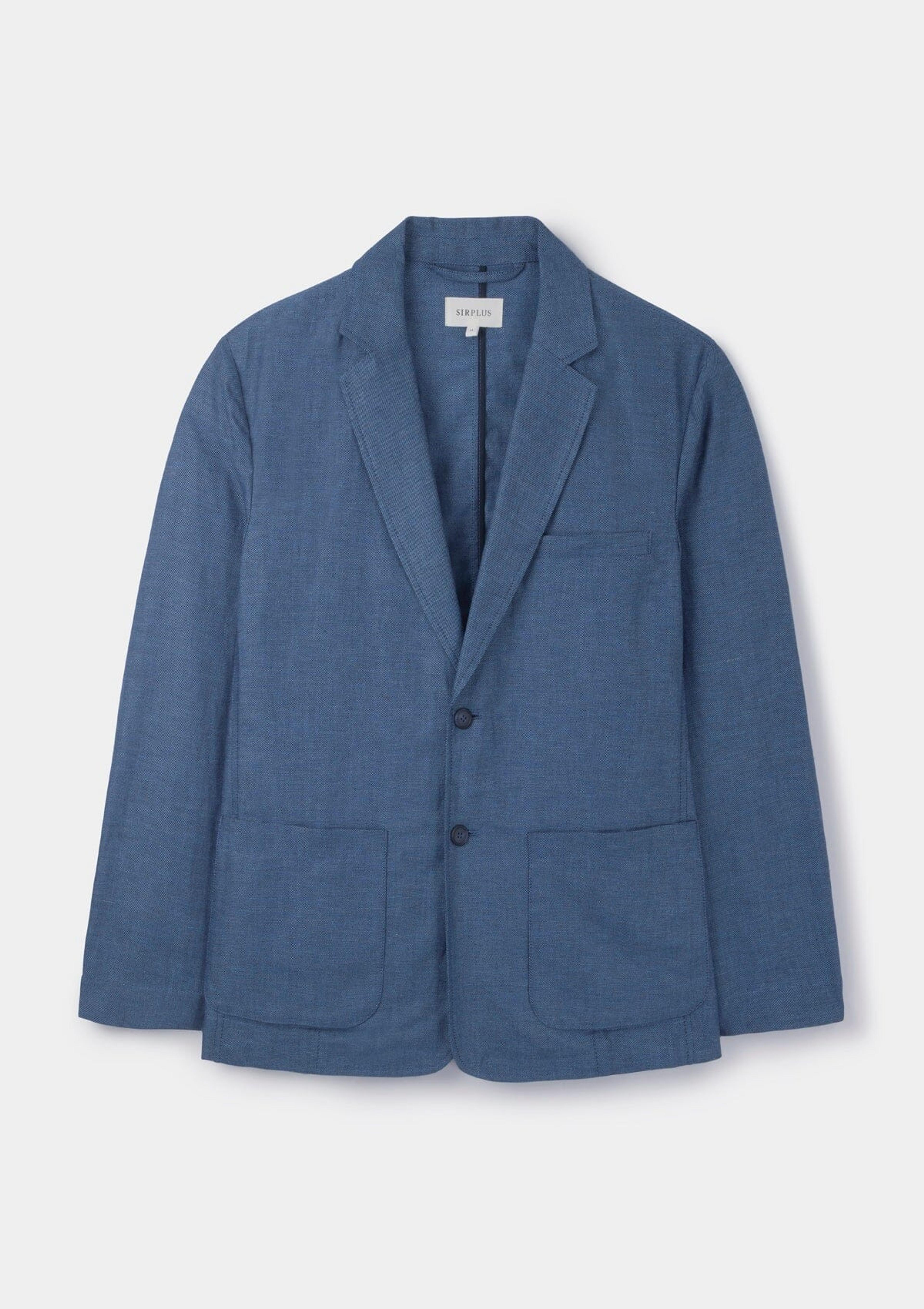 Steel Blue Cotton Linen Blazer | SIRPLUS