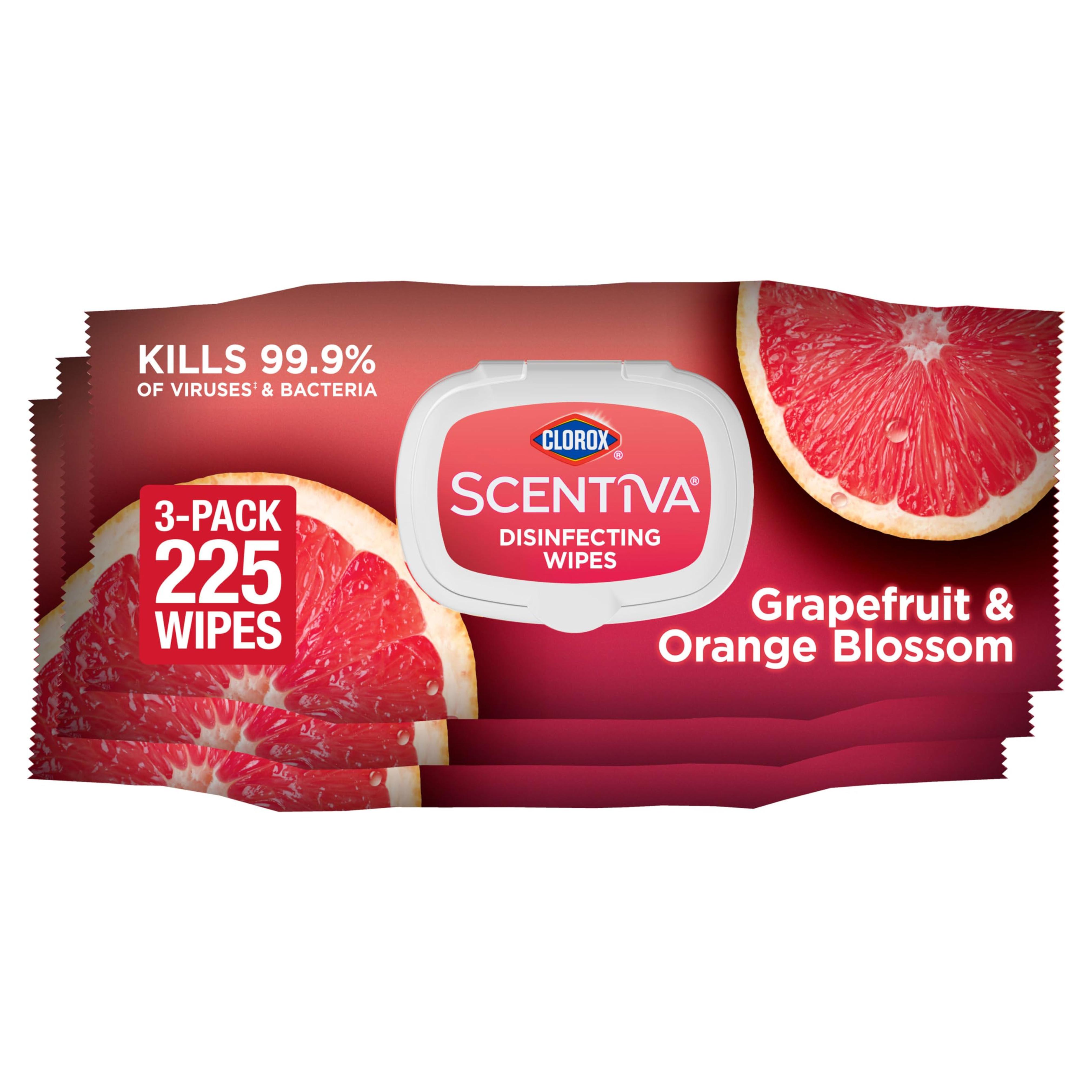 Amazon.com: Clorox Scentiva Wipes, Bleach Free Cleaning Wipes, Household Essentials, Tahitian Grapefruit Splash, 75 Count (Pack of 3) : Health & Household