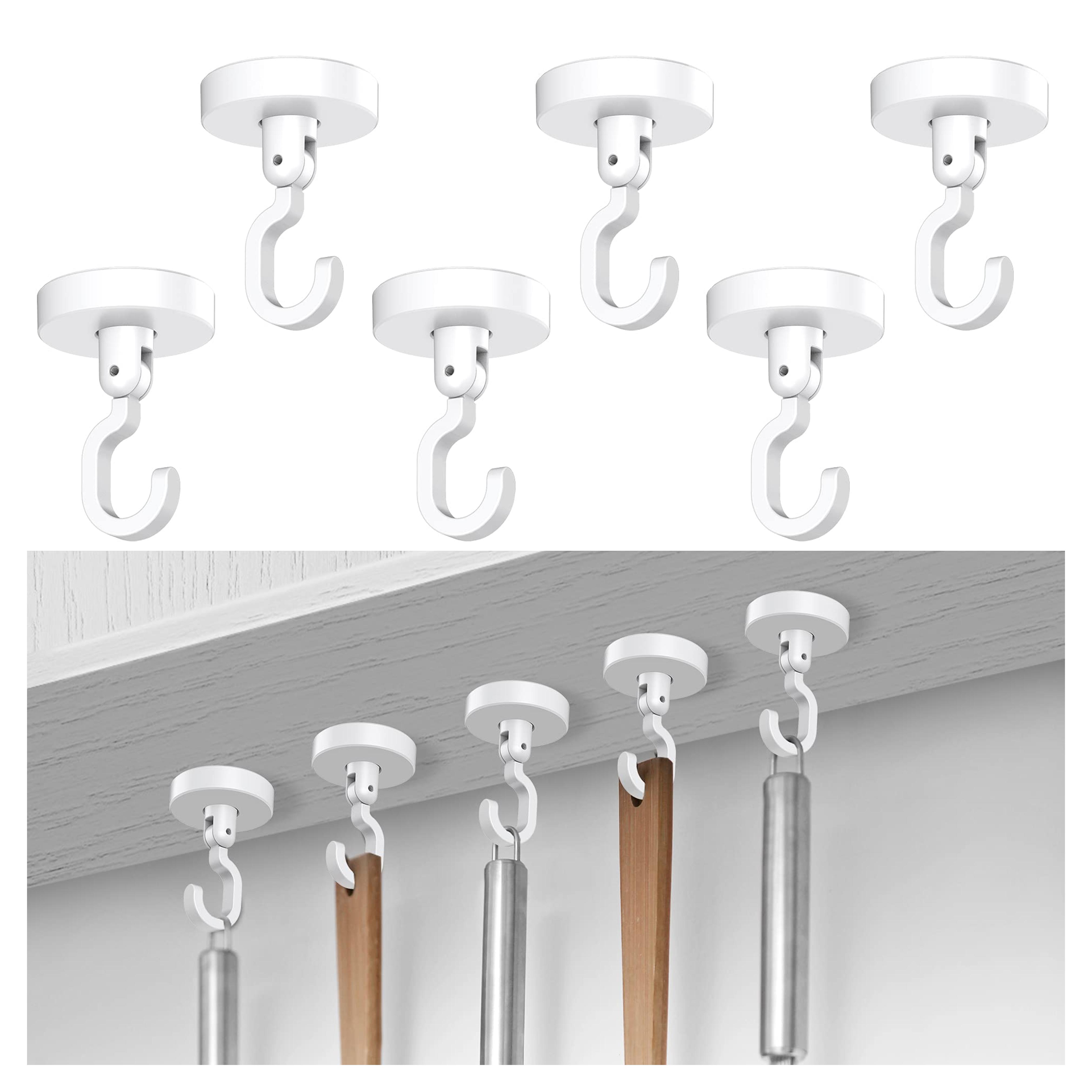 Powerful Adhesive Ceiling Hooks, 6-Hooks,【Damage Free】【Heavy Duty】 Wall/Ceiling Mounted Hooks Shower Hooks for Hanging Plants Towel Coat Bag, Organize for Bathroom, Bedroom, Kitchen - 10lb (Max) - - Amazon.com