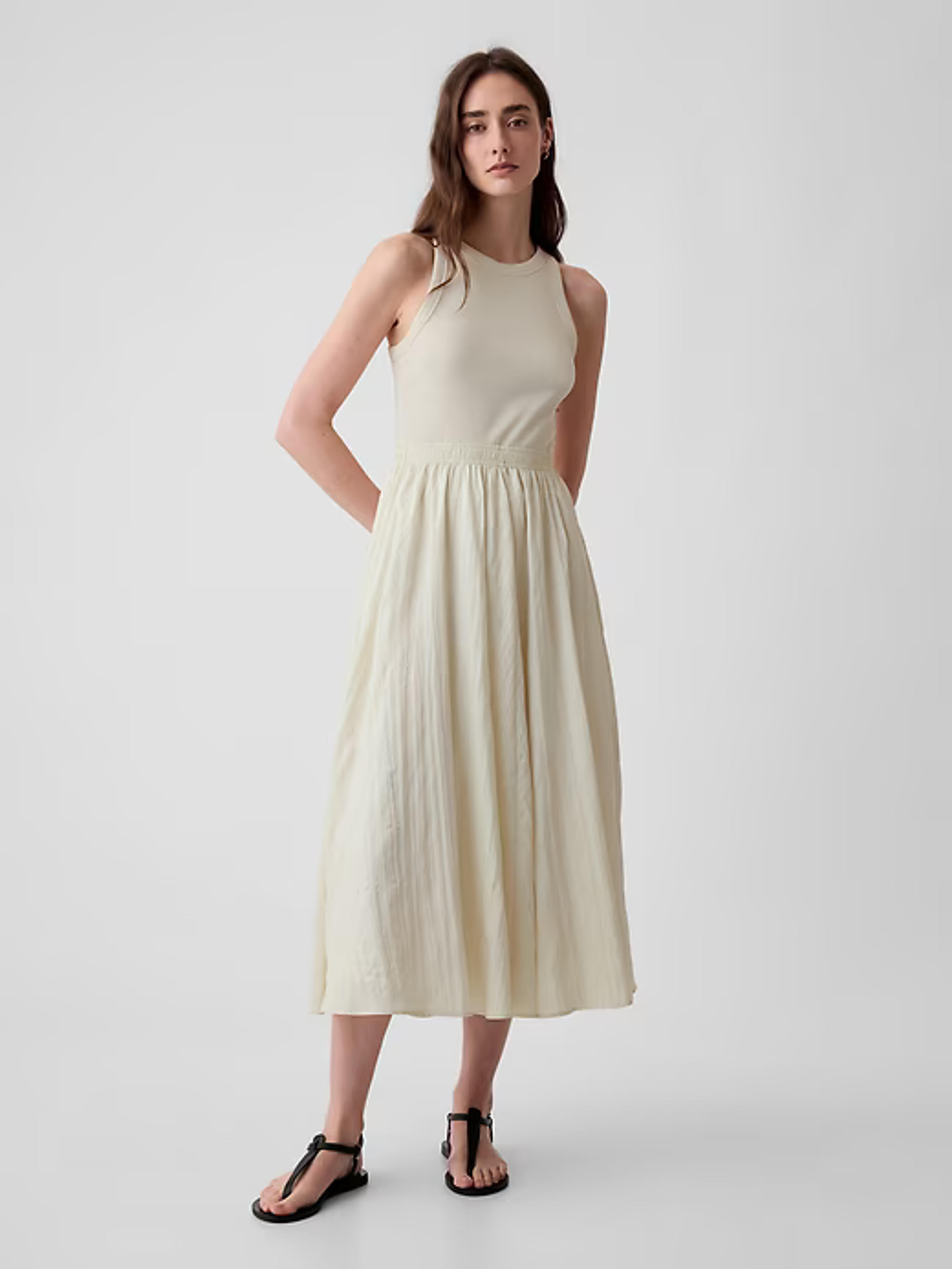 Textured Crinkle Midi Dress | Gap