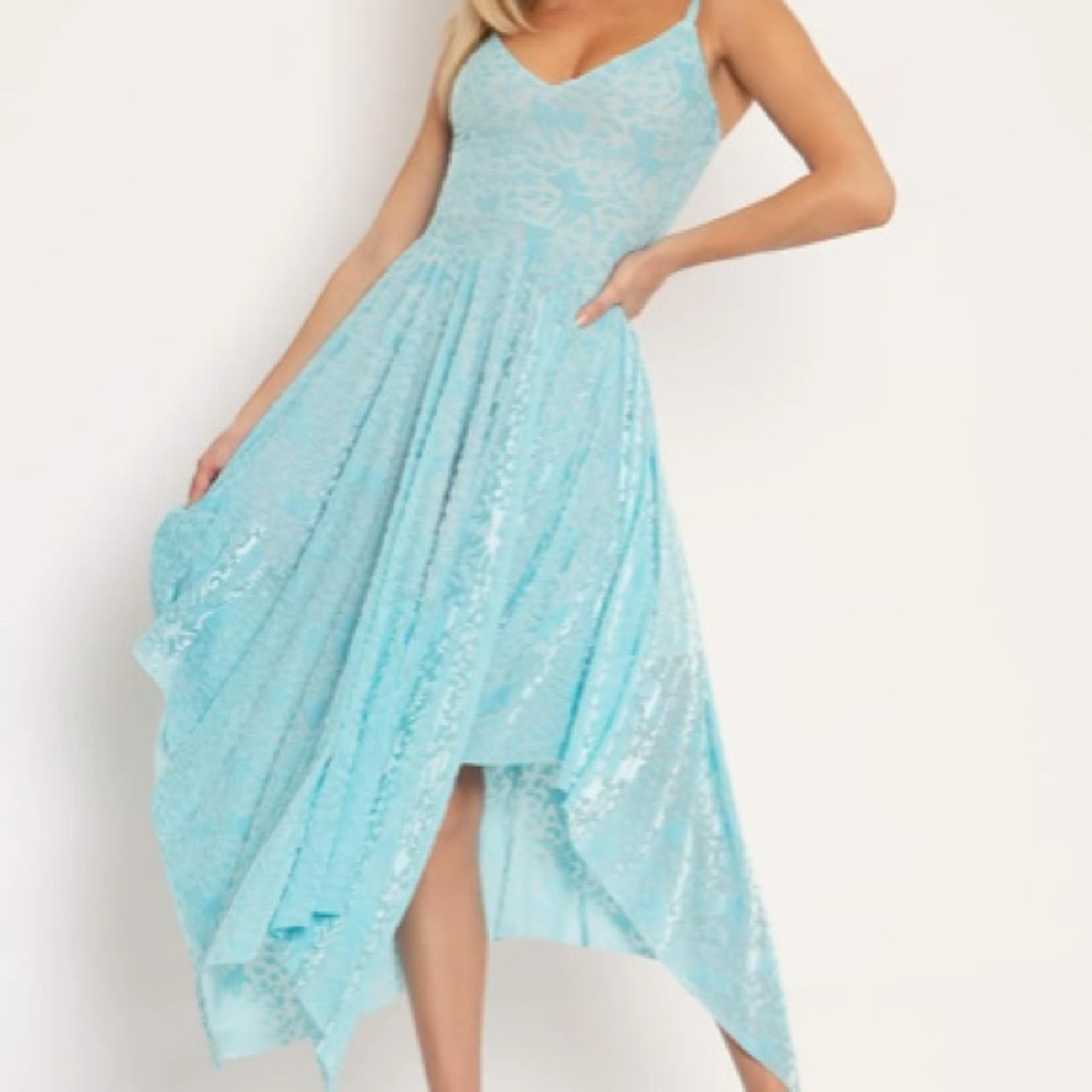 Aqua burned velvet Bambi Disney handkerchief dress