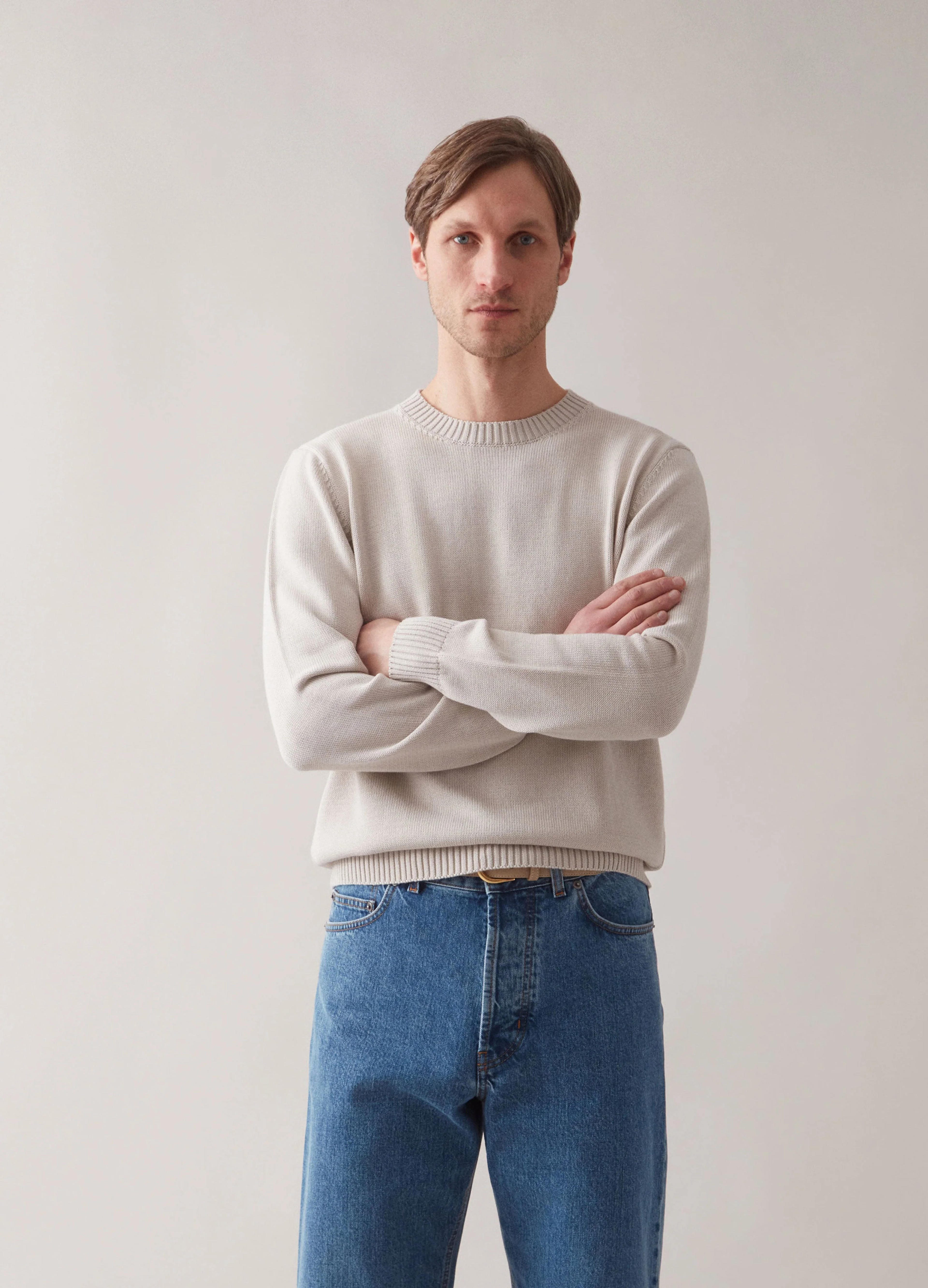 Bert Crew Neck Sweater - Cream | Berg & Berg