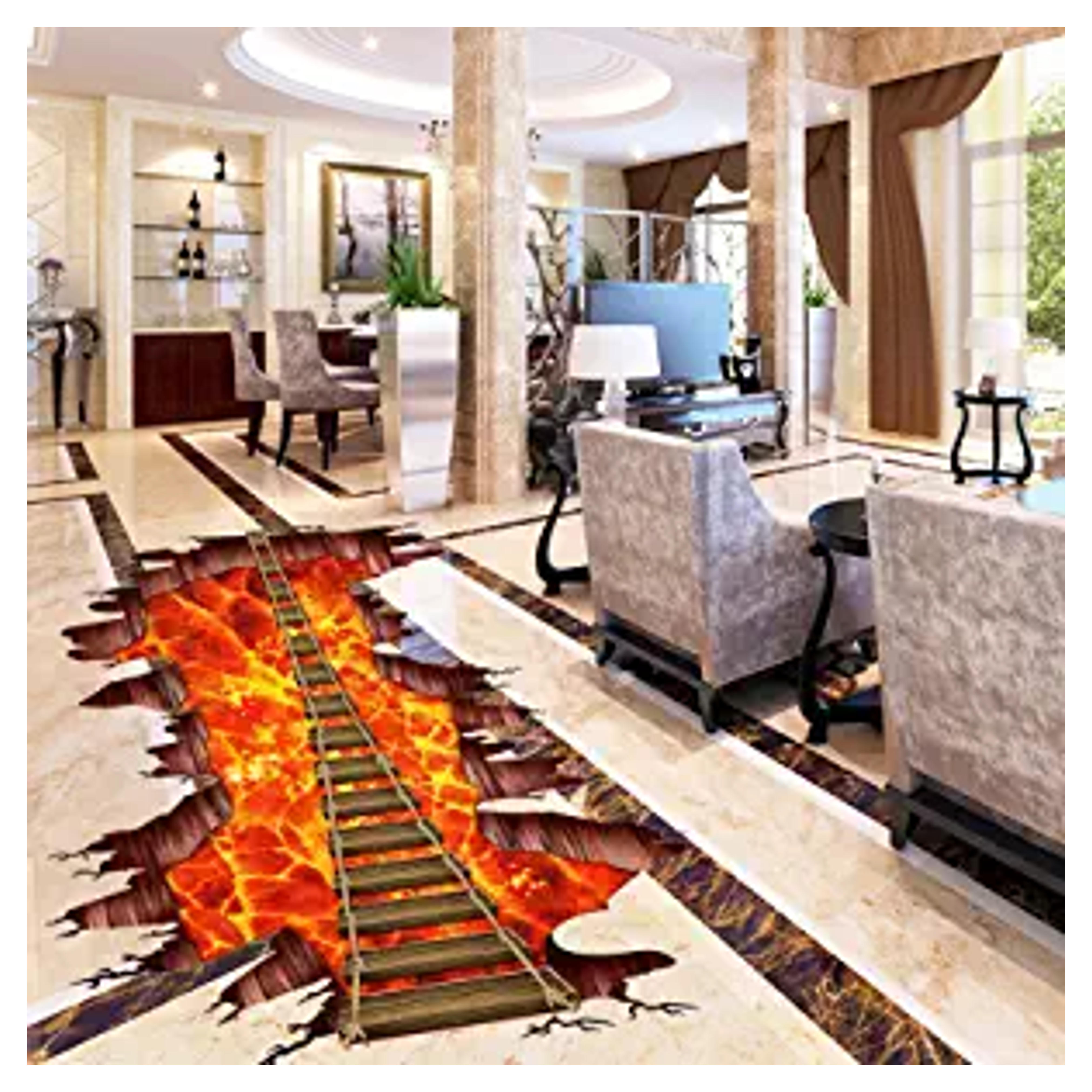 Amazon.com: SuperDuo 3D Broken Wall Flame Bridge Home Room Floor Decor Volcano Rope Bridge Art Floor Decals Floor Flame & Lava Mountain Bridge Wallpaper Wall Stickers for Teen Kids Living Room Decor : Tools & Home Improvement