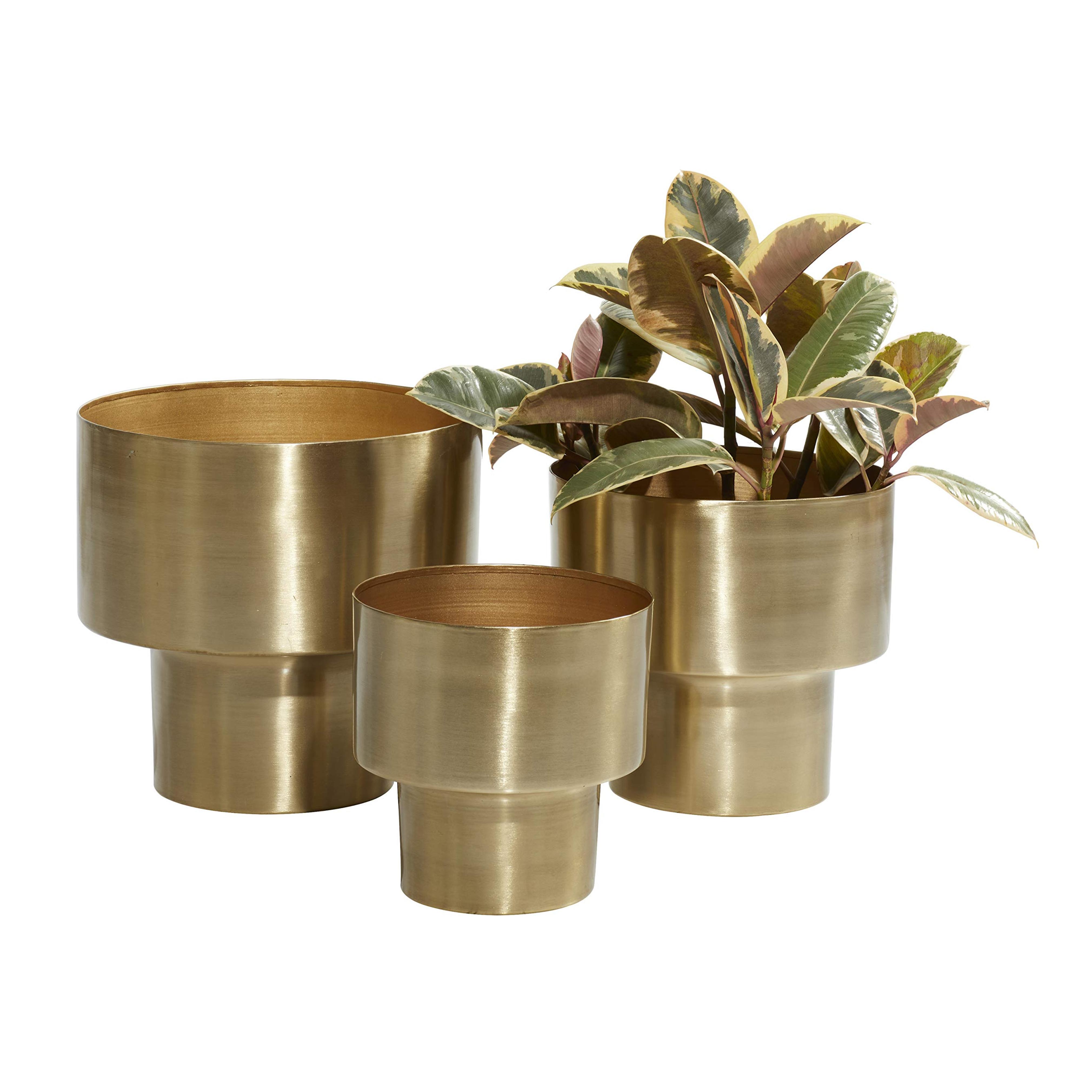 Amazon.com : Deco 79 Glam Metal Round Planter, Set of 3 7", 8", 10"H, Gold : Patio, Lawn & Garden