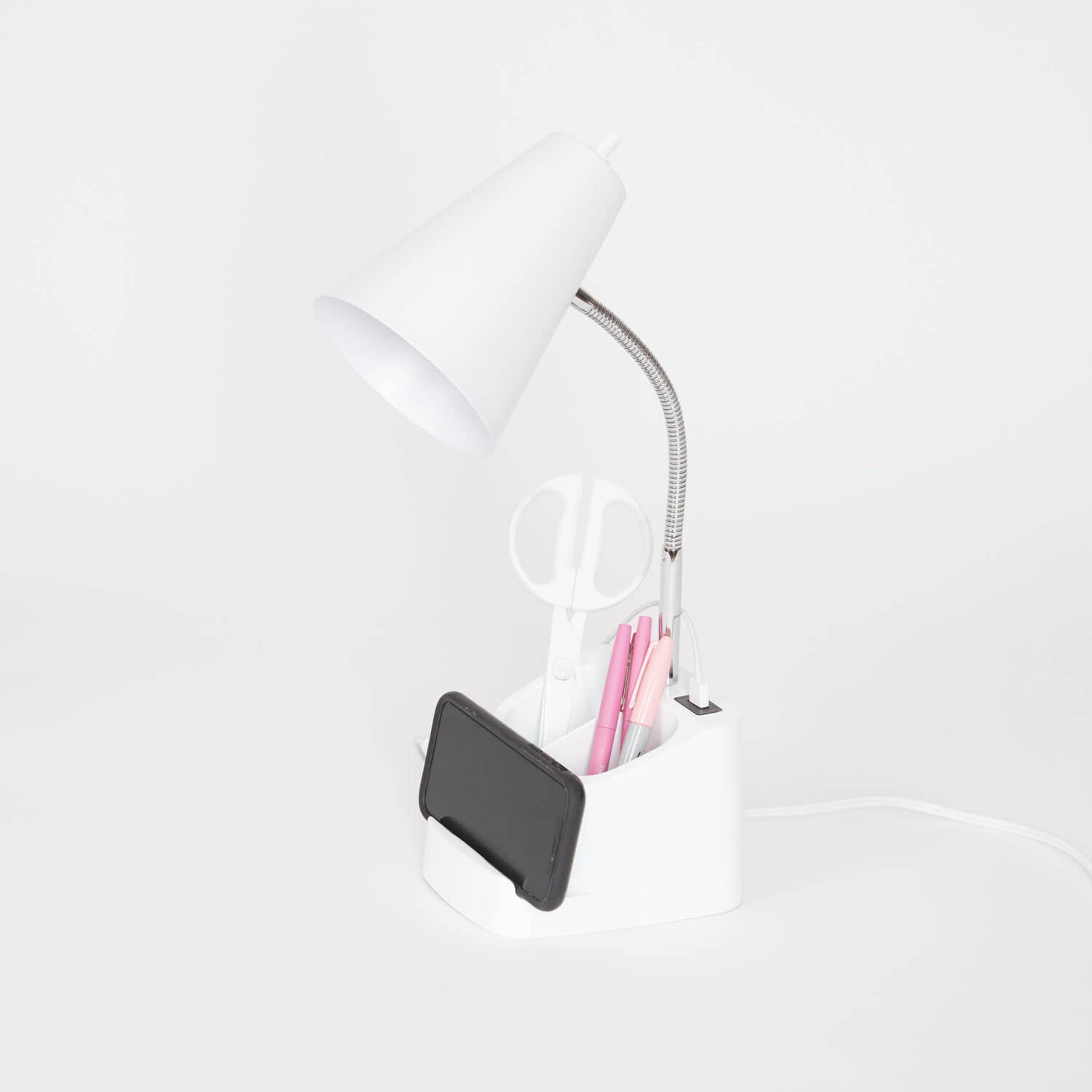 Dormify Charging Lamp with Organizer | Dorm Essentials - White - Dormify