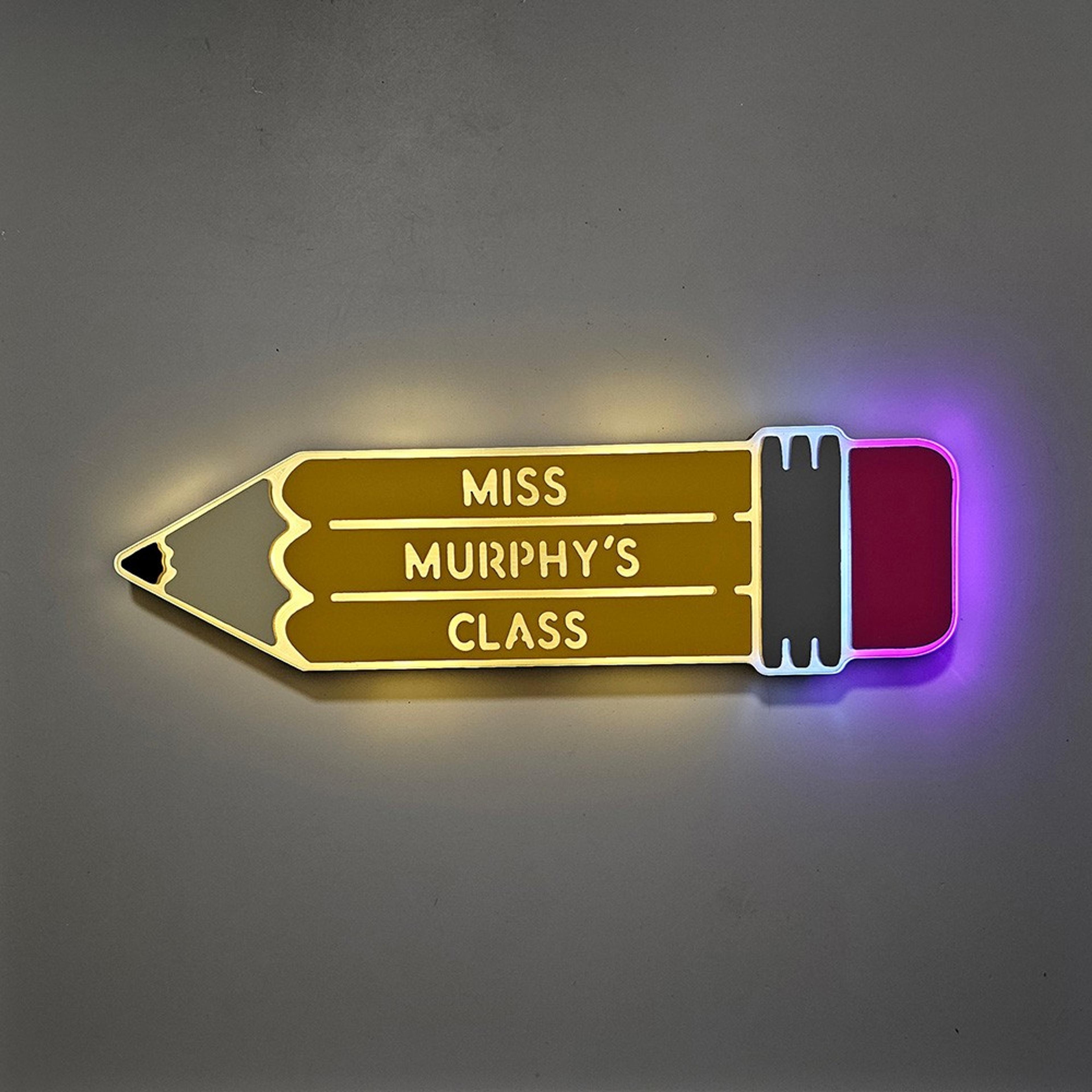 Personalized Teacher's Name Pencil Light Up Wall Sign