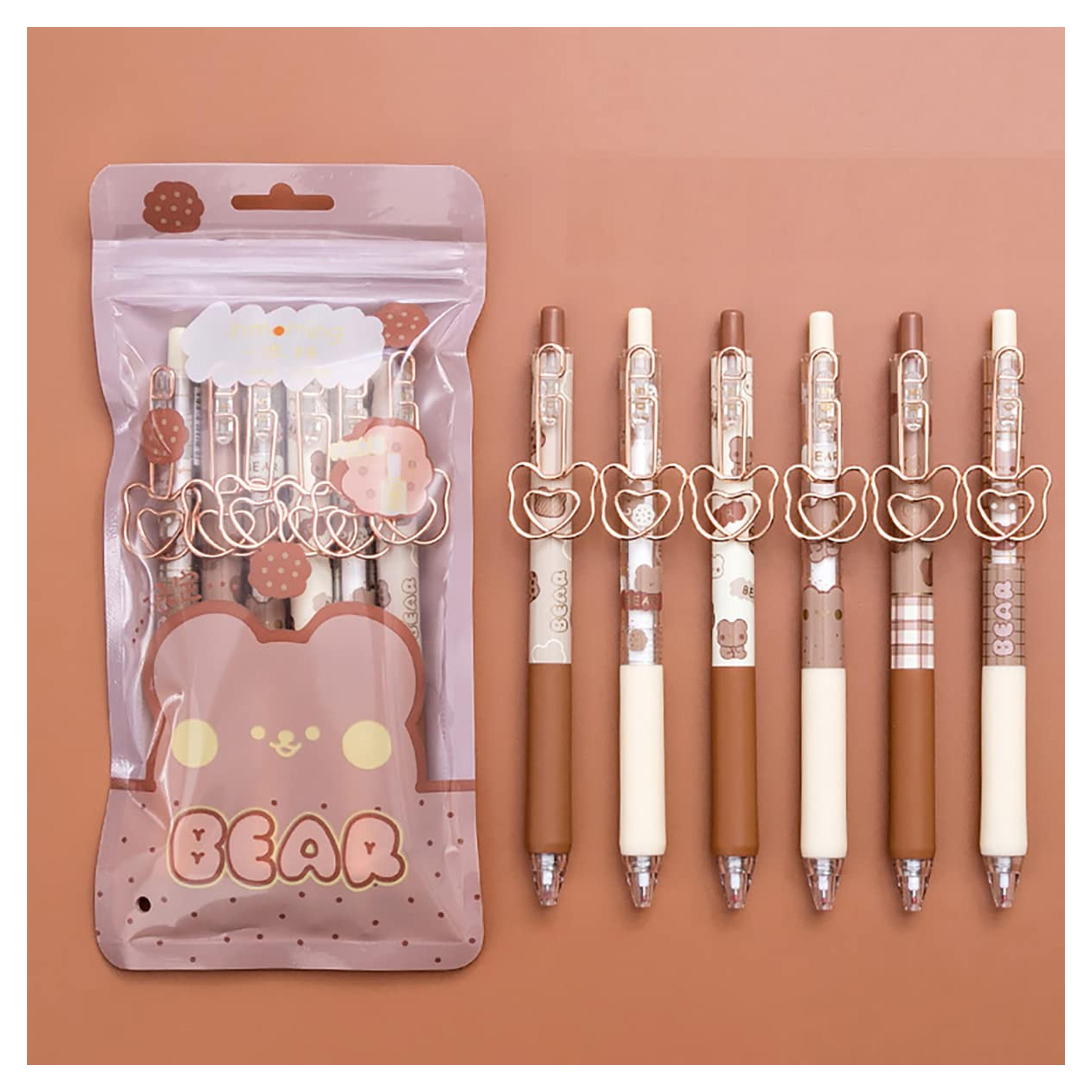 Kawaii gel pen cute bear pen ins Japanese student signature pen gel pen Kawaii stationery cute stationery(Caramel Pudding Bear)