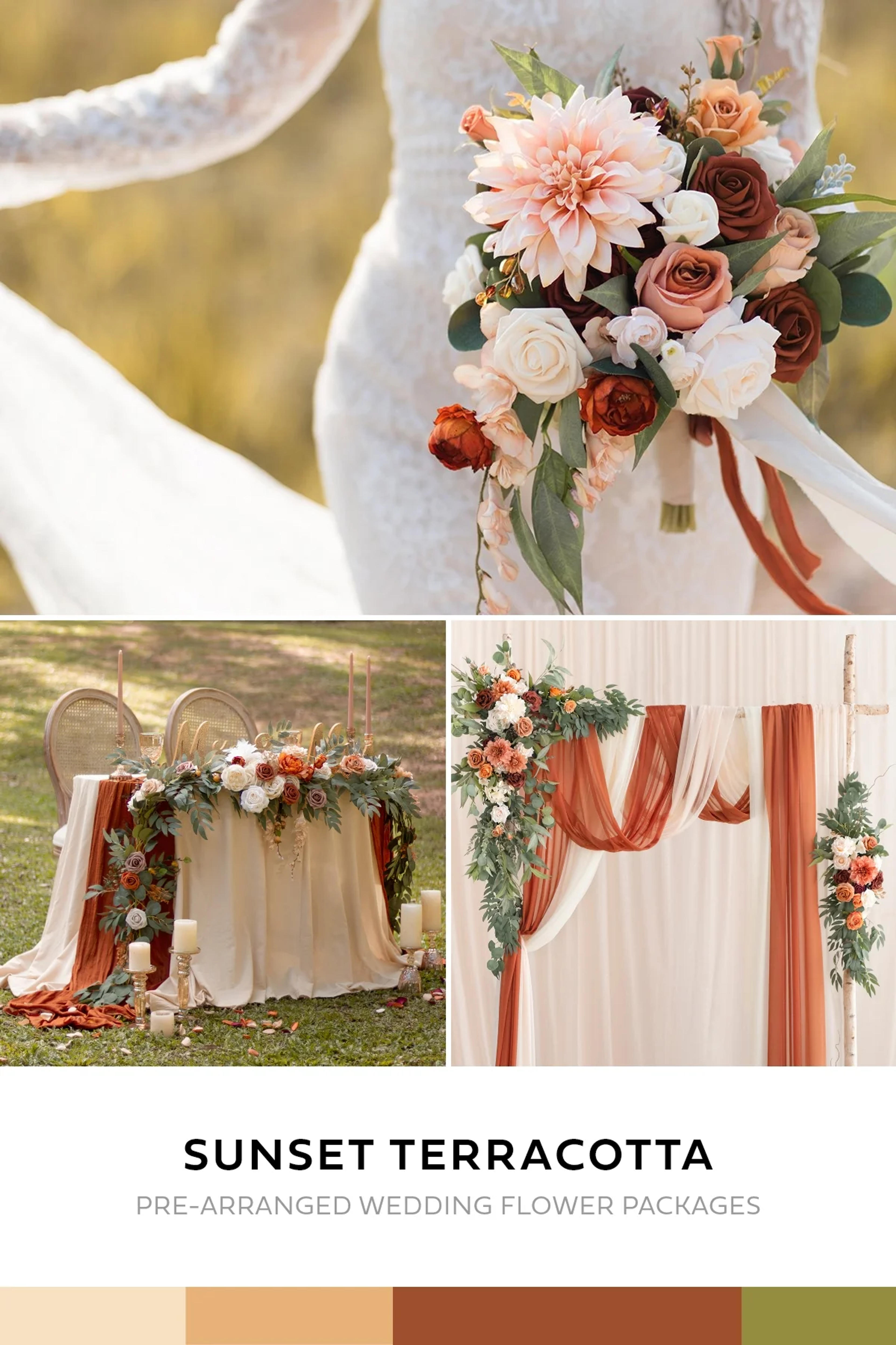 Pre-Arranged Wedding Flower Packages in Sunset Terracotta