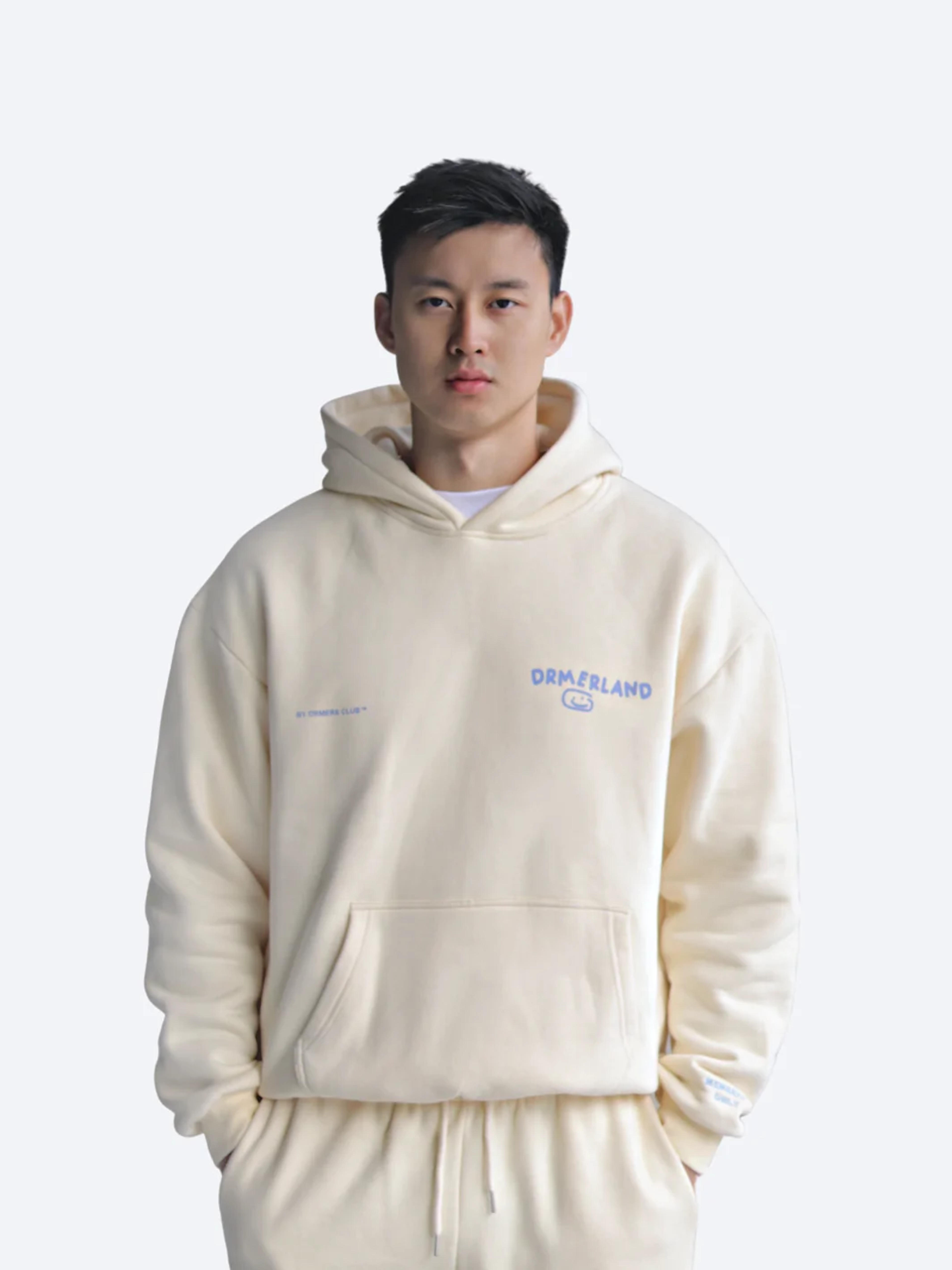 (PREORDER) thanks for being here hoodie - cream – DRMERS CLUB