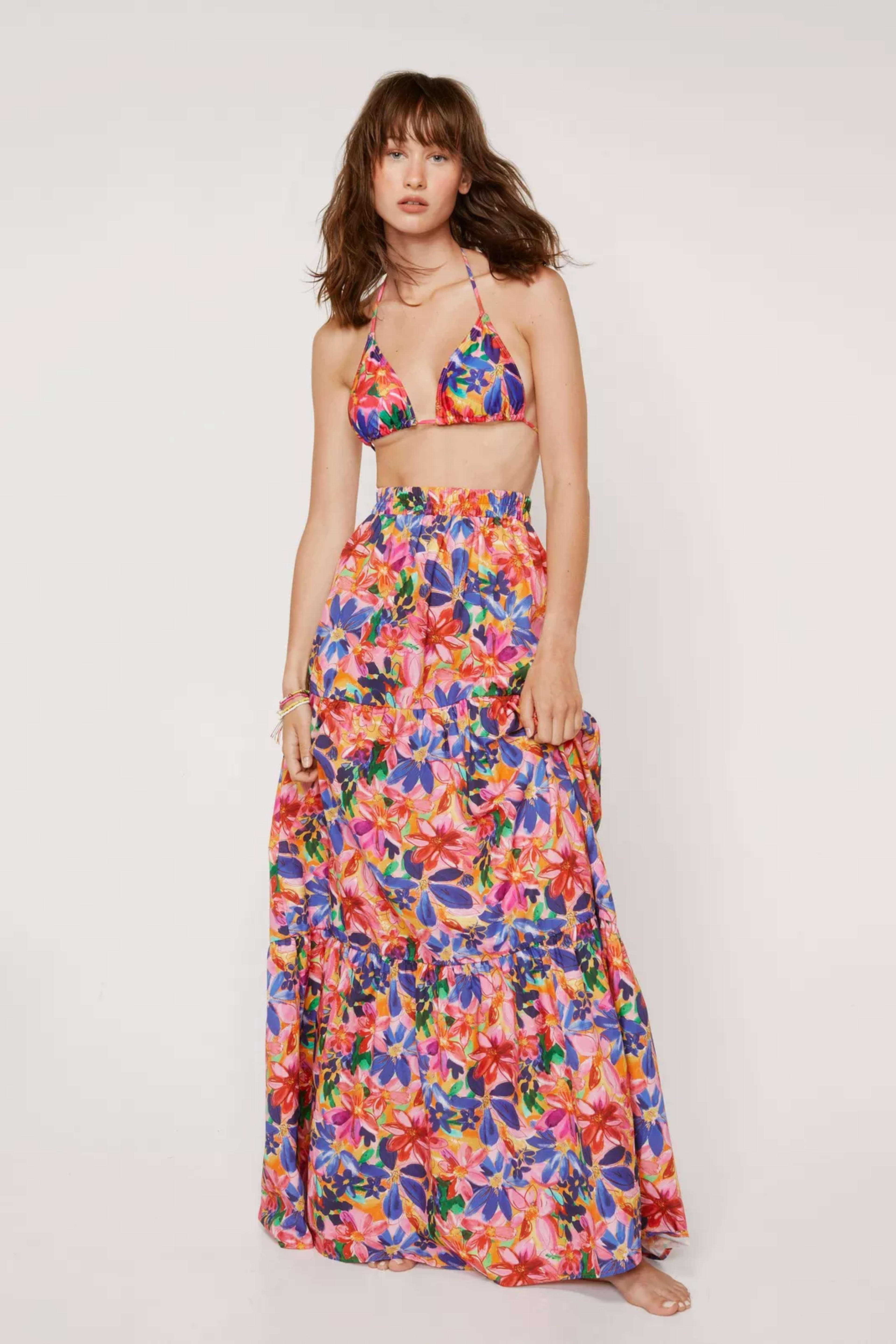 Bright Floral Parachute Maxi Skirt | Nasty Gal