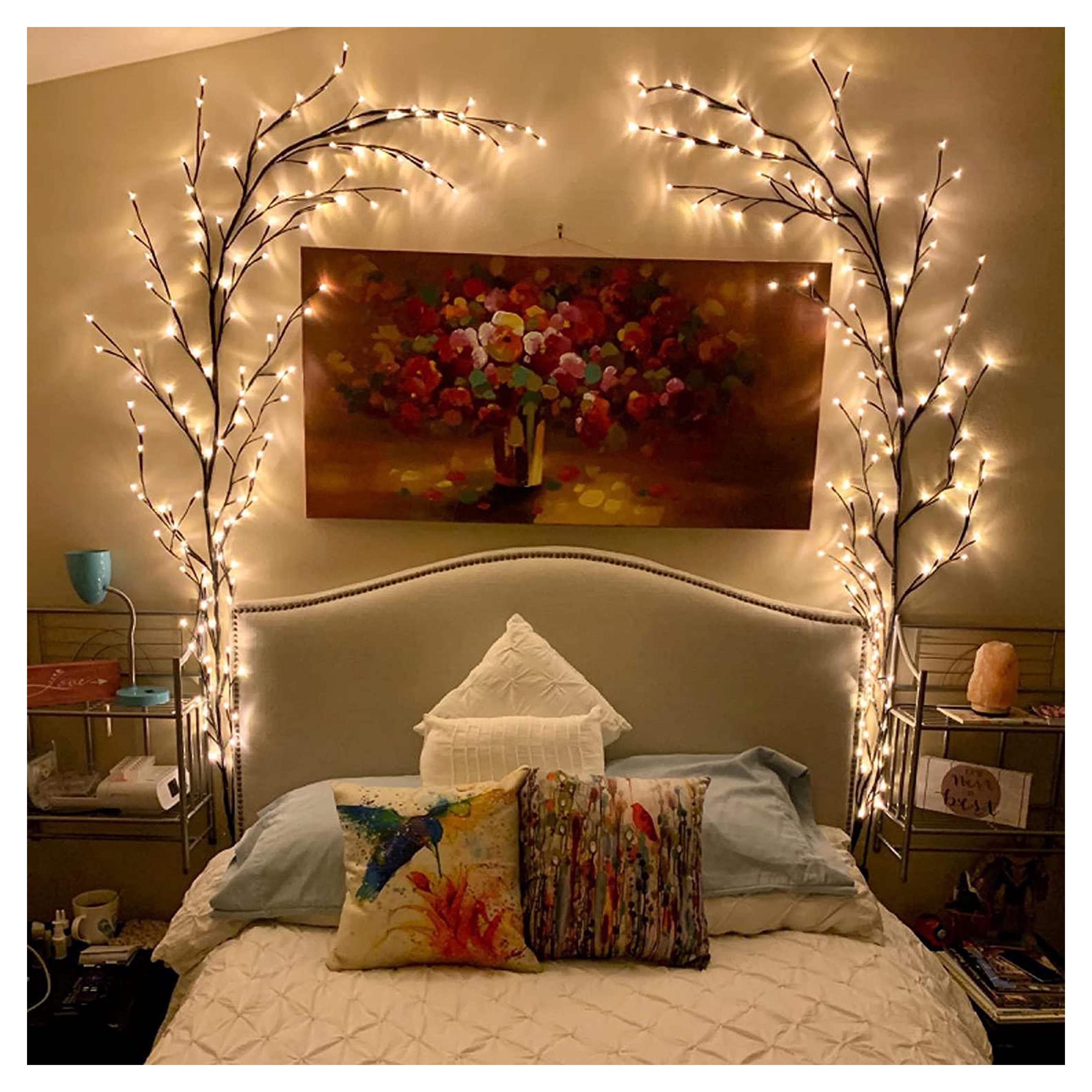 Vines for Room Decor ,Christmas Decorations Indoor Home Decor Artificial Plants Flowers Tree Willow Vine Lights 144 LEDs for Walls Bedroom Living Room Decor