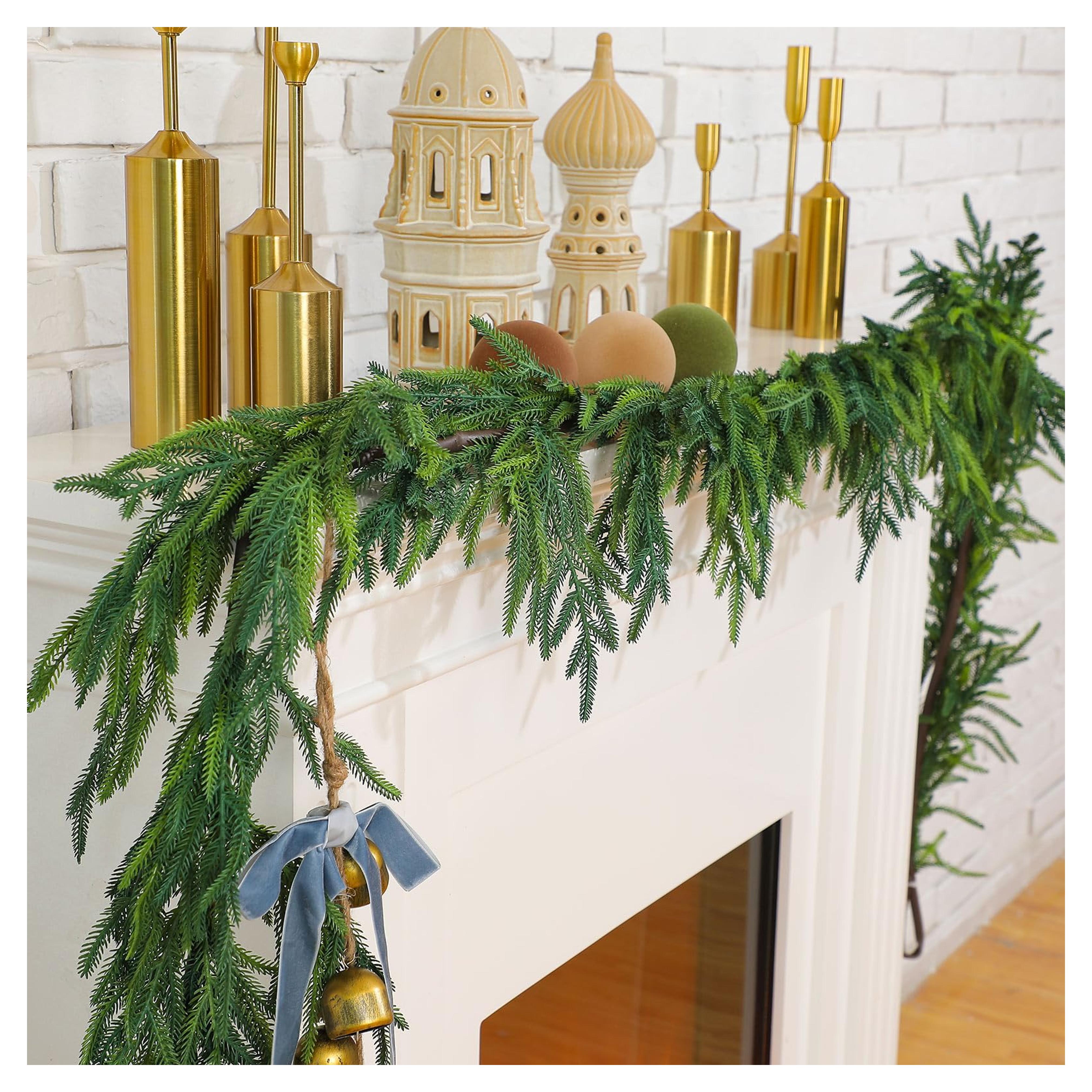 Amazon.com: Christmas Garlands Norfolk Pine Garland Artificial Faux Greenery Garland for Holiday Indoor Mantle Decor (1 Pcs,9 Feet) : Home & Kitchen