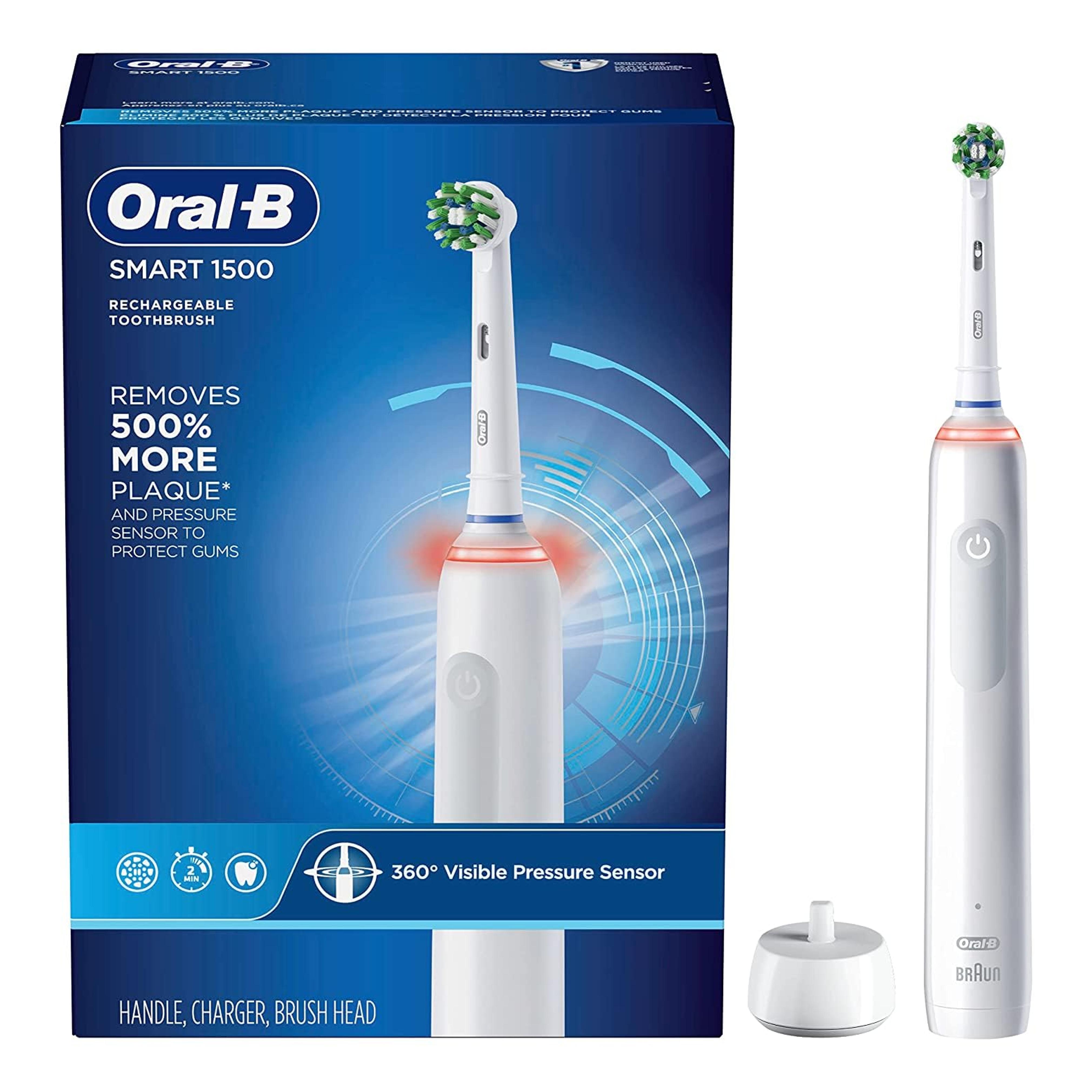 Amazon.com : Oral-B Smart 1500 Electric Power Rechargeable Battery Toothbrush, White : Health & Household