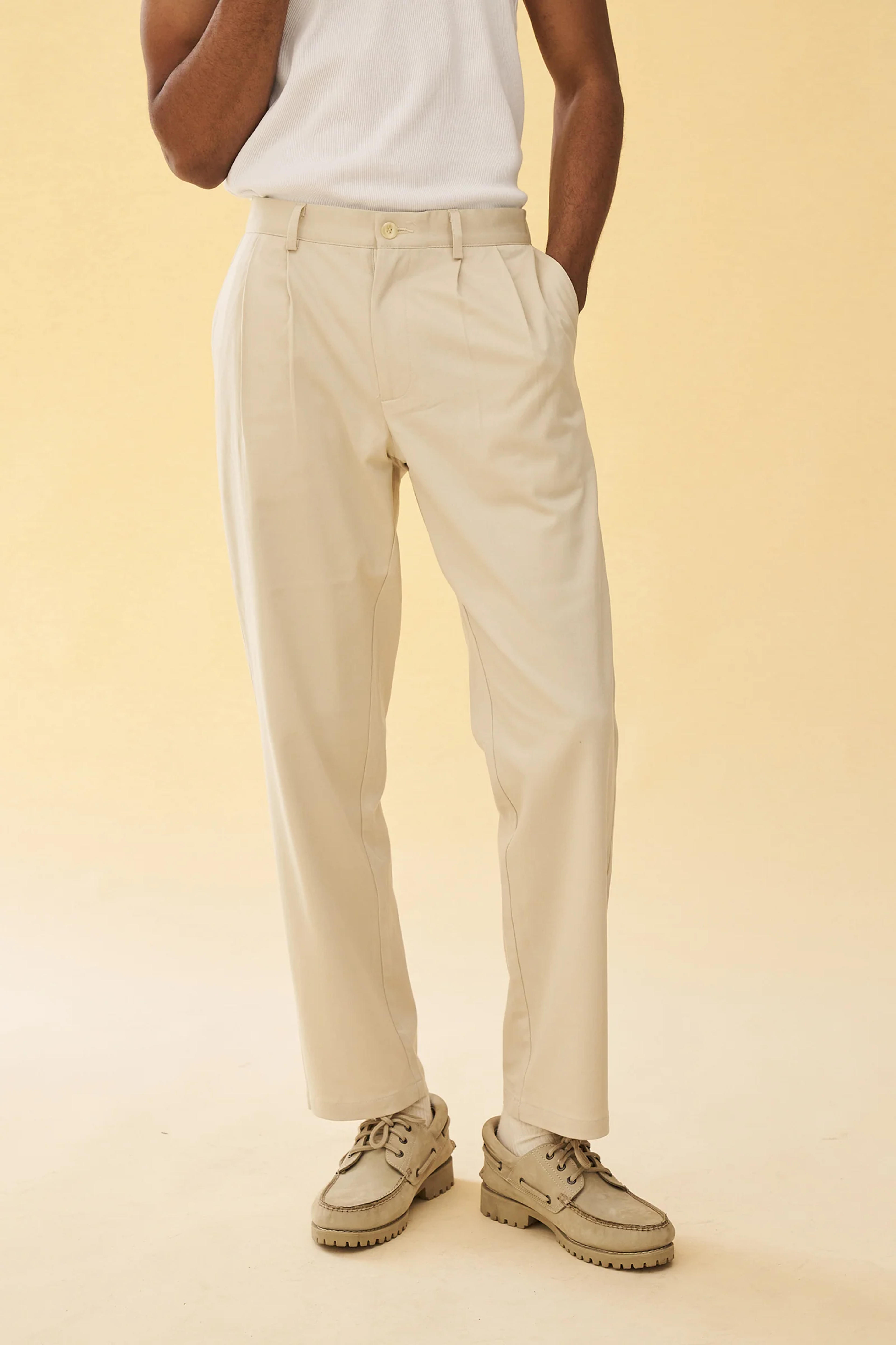 PLEATED SMART TROUSERS - CREAM – bound