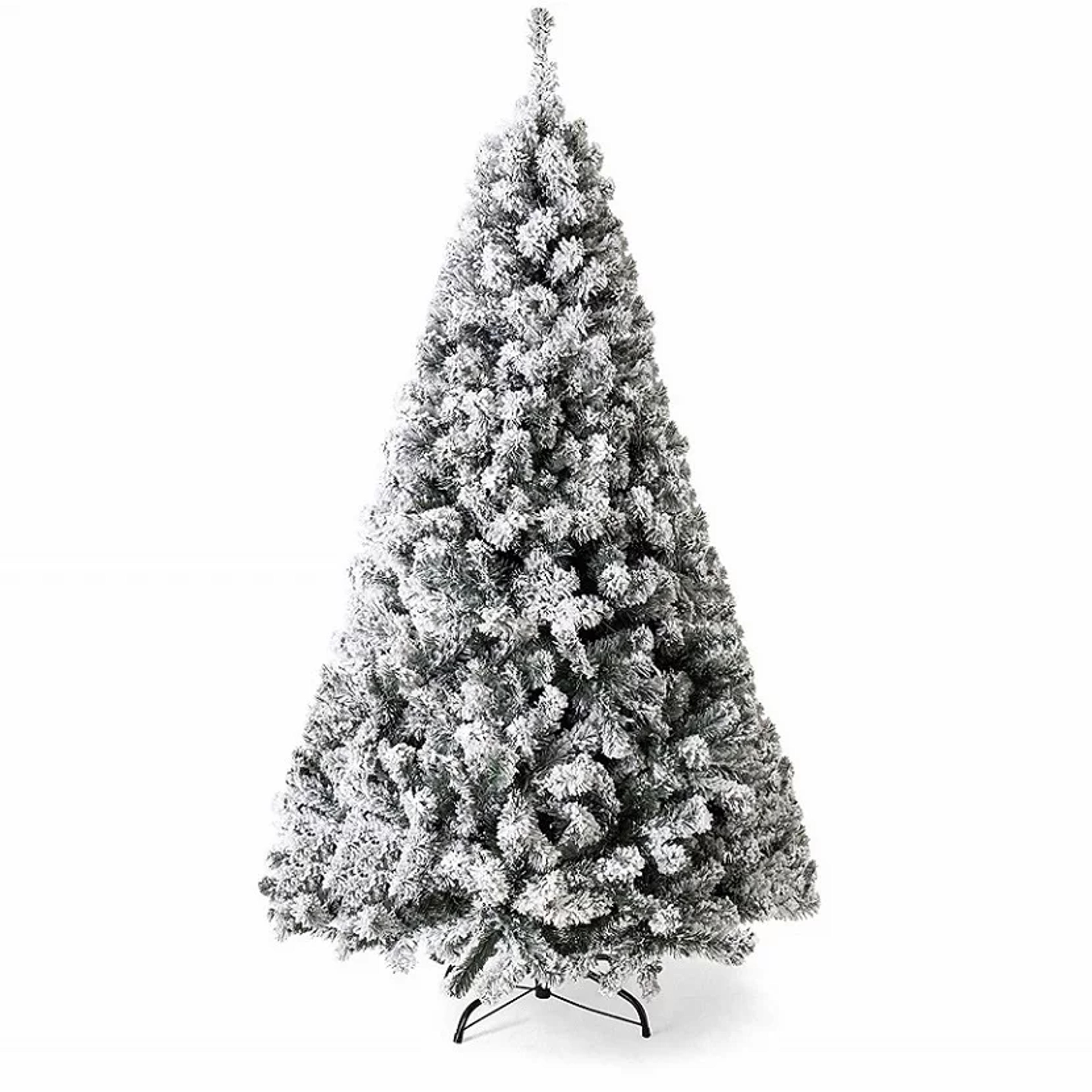 Gymax 7.5ft Snow Flocked Hinged Artificial Christmas Tree Unlit Holiday Decor - Walmart.com