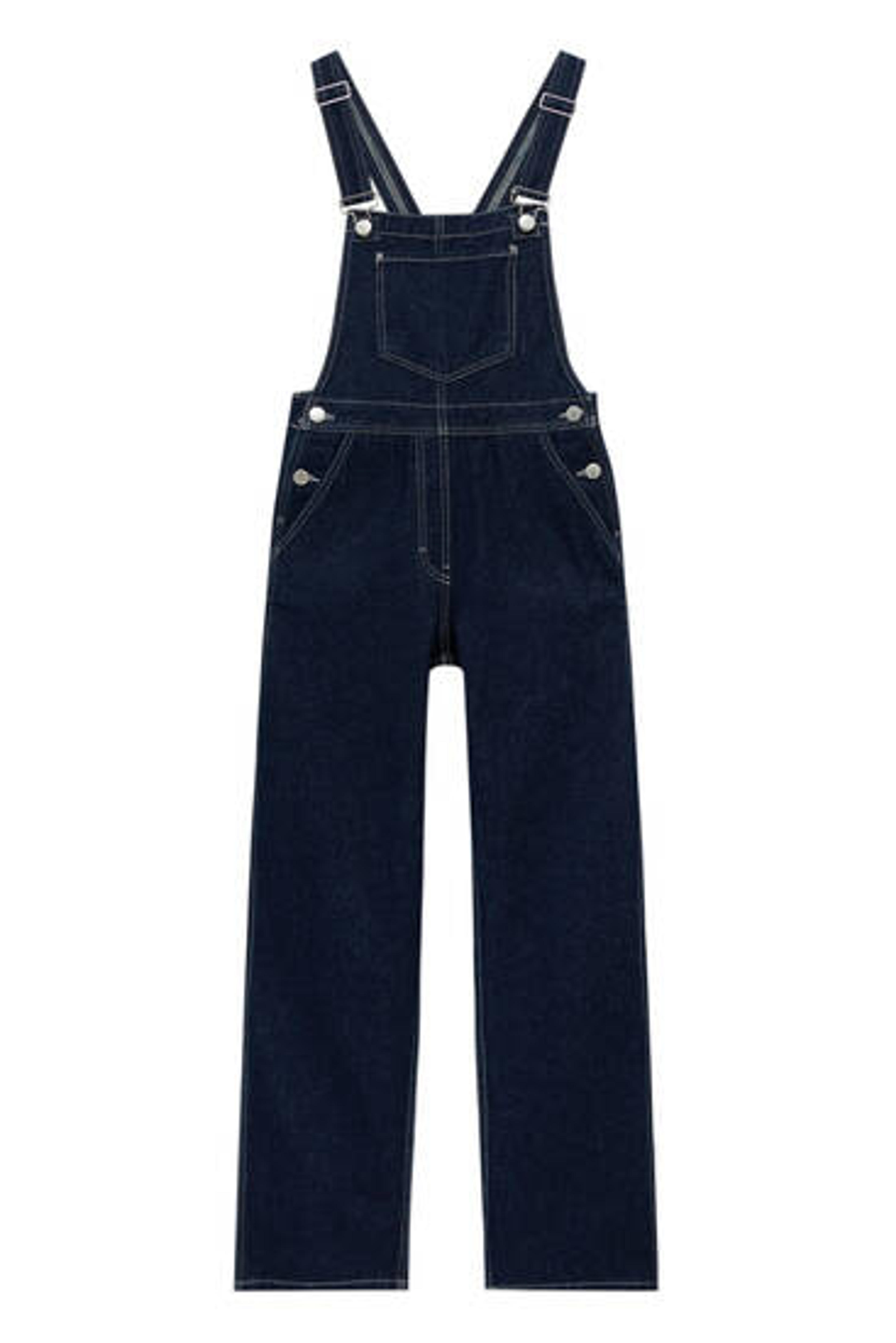 Blue denim overalls