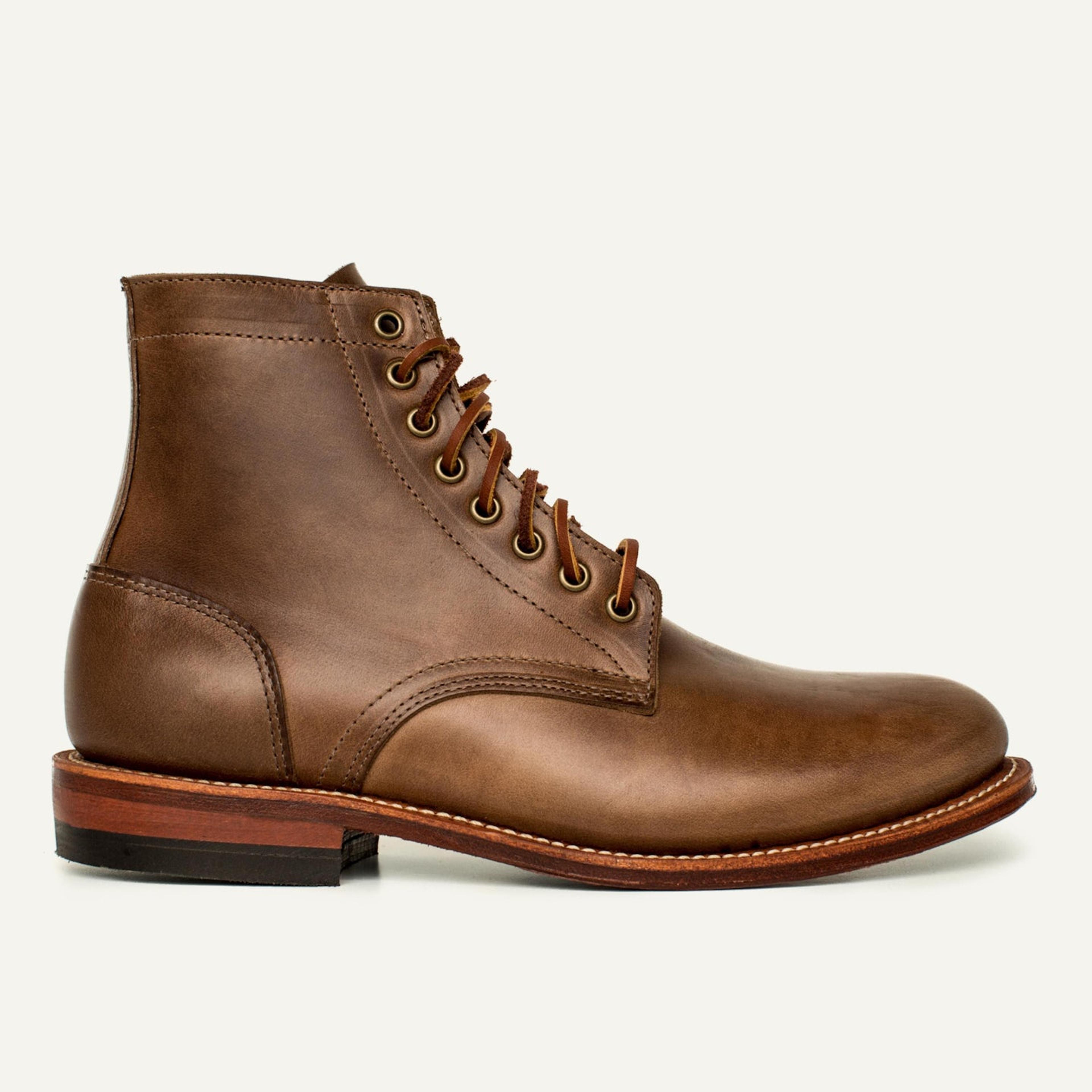 Trench Boot - Natural Chromexcel, Leather Sole with Vibram Toplift - Made in USA | Oak Street Bootmakers