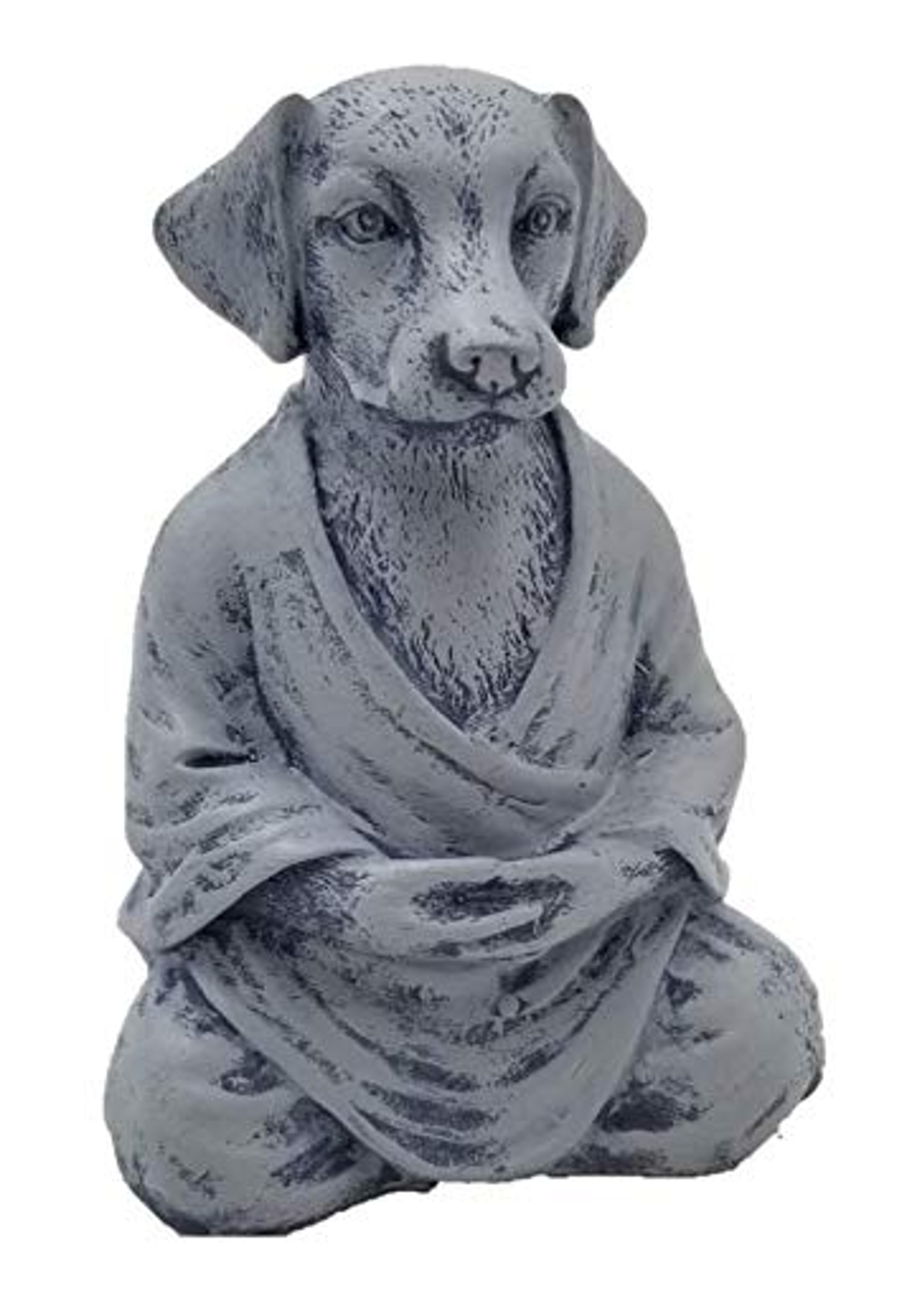 RK Collections Dog Statue Zen Yoga Relaxed Pose Buddha Meditation Figurine in Natural Stone Finish