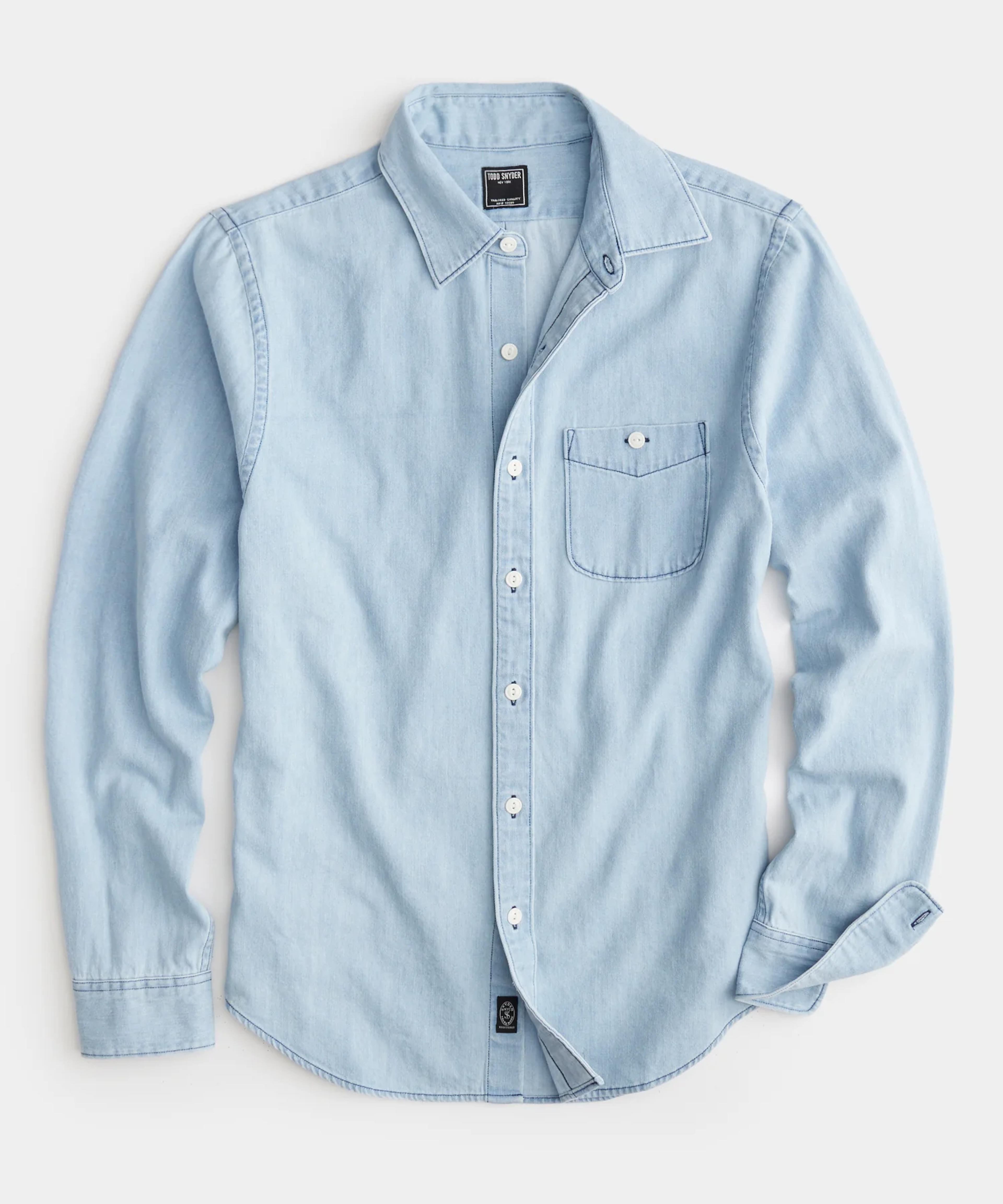 Denim Point Collar Shirt in Light Indigo