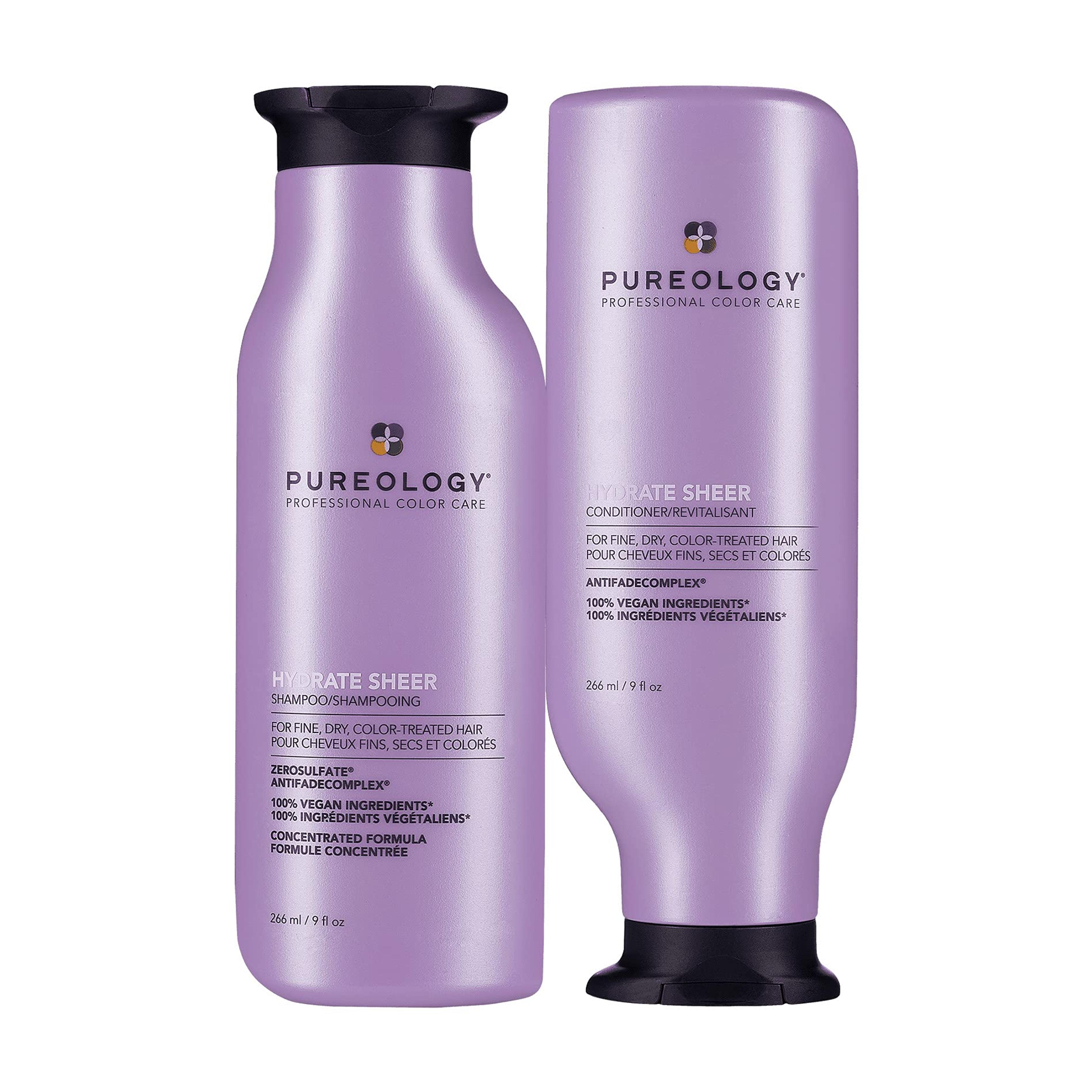 Limited-time deal: Pureology Hydrate Sheer Shampoo and Conditioner for Fine Hair | For Dry Color Treated Hair | Sulfate-Free | Vegan | Paraben-Free