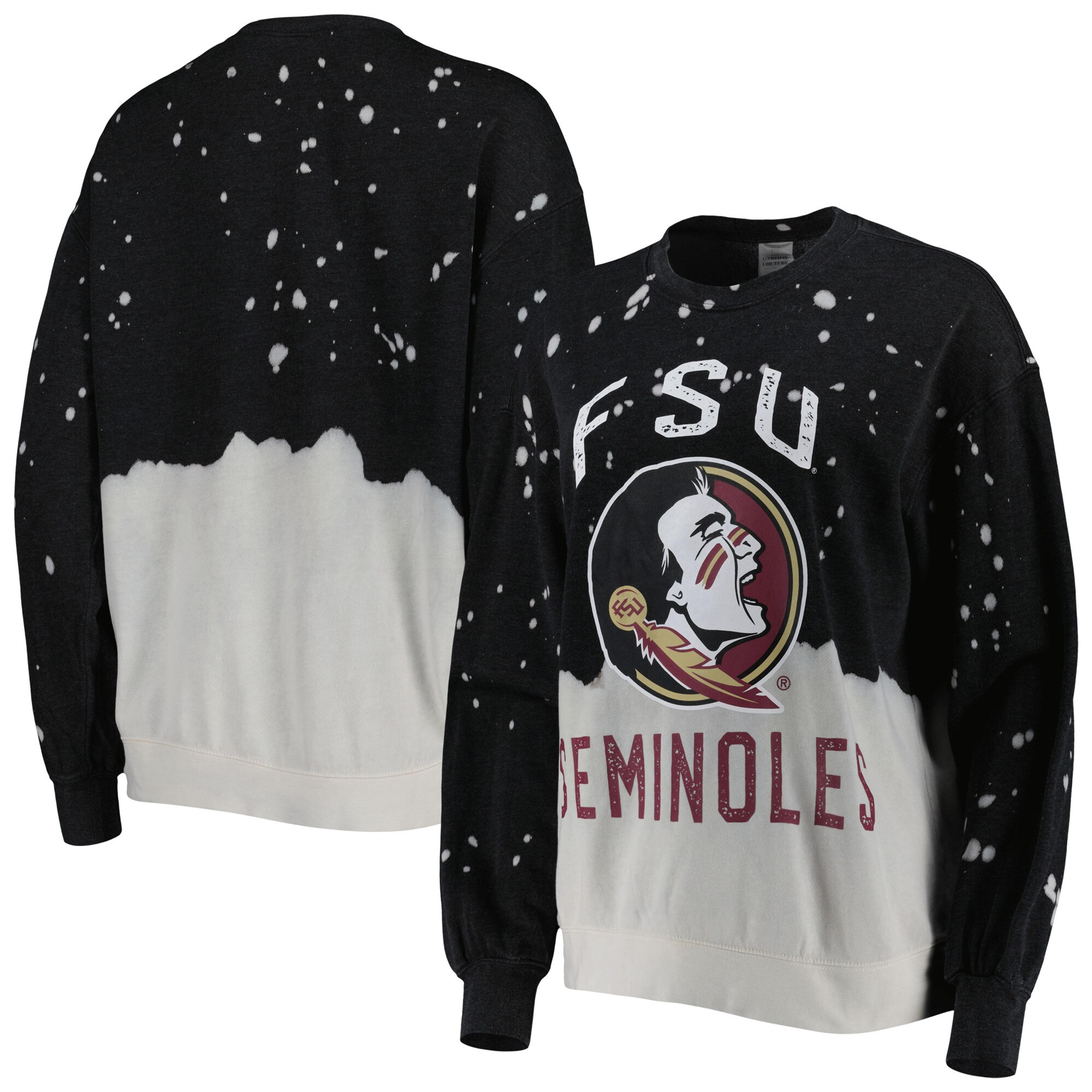 Florida State Seminoles Gameday Couture Women's Twice As Nice Faded Dip-Dye Pullover Sweatshirt - Black