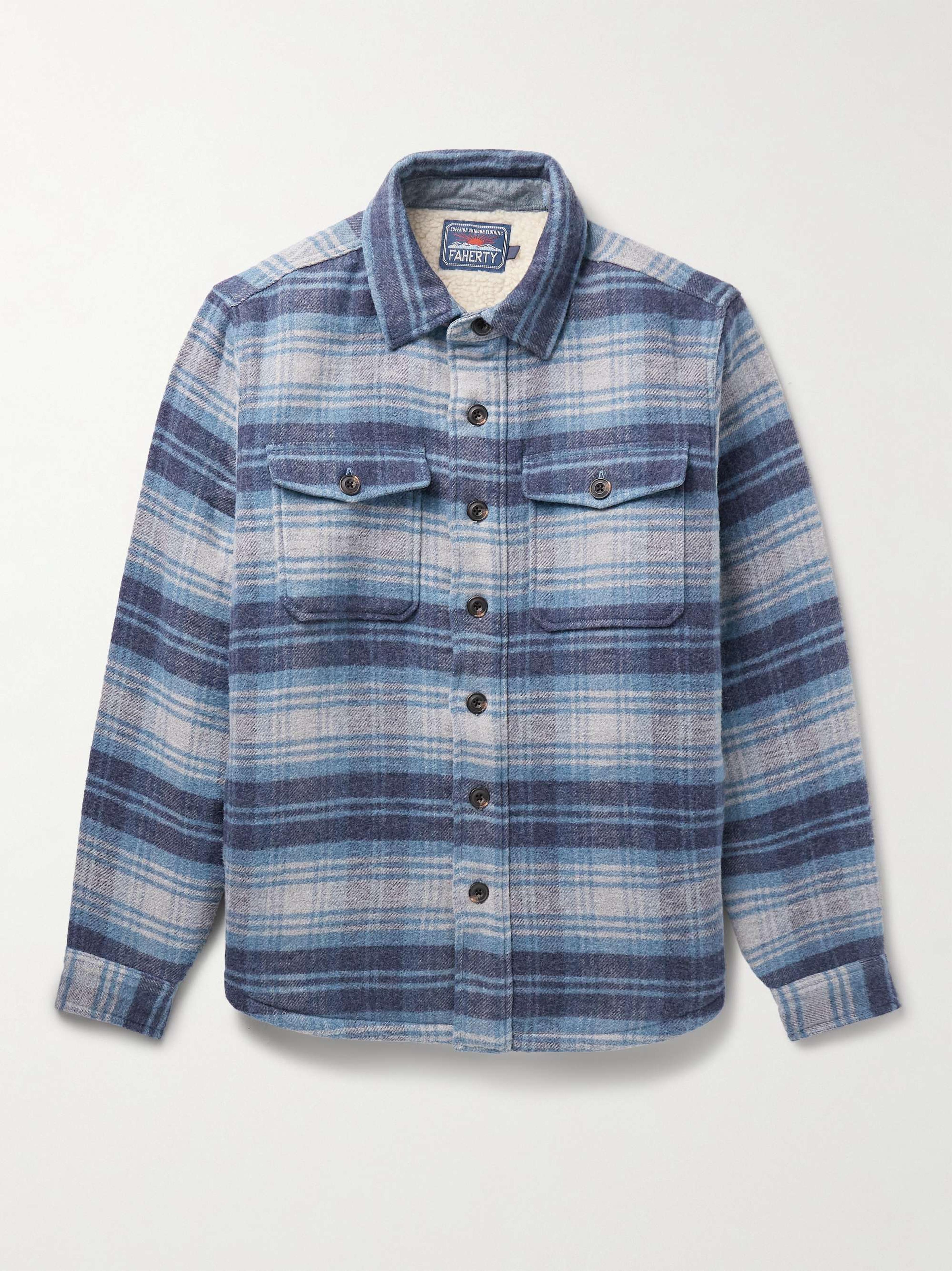FAHERTY CPO Fleece-Lined Checked Cotton and Wool-Blend Overshirt for Men | MR PORTER