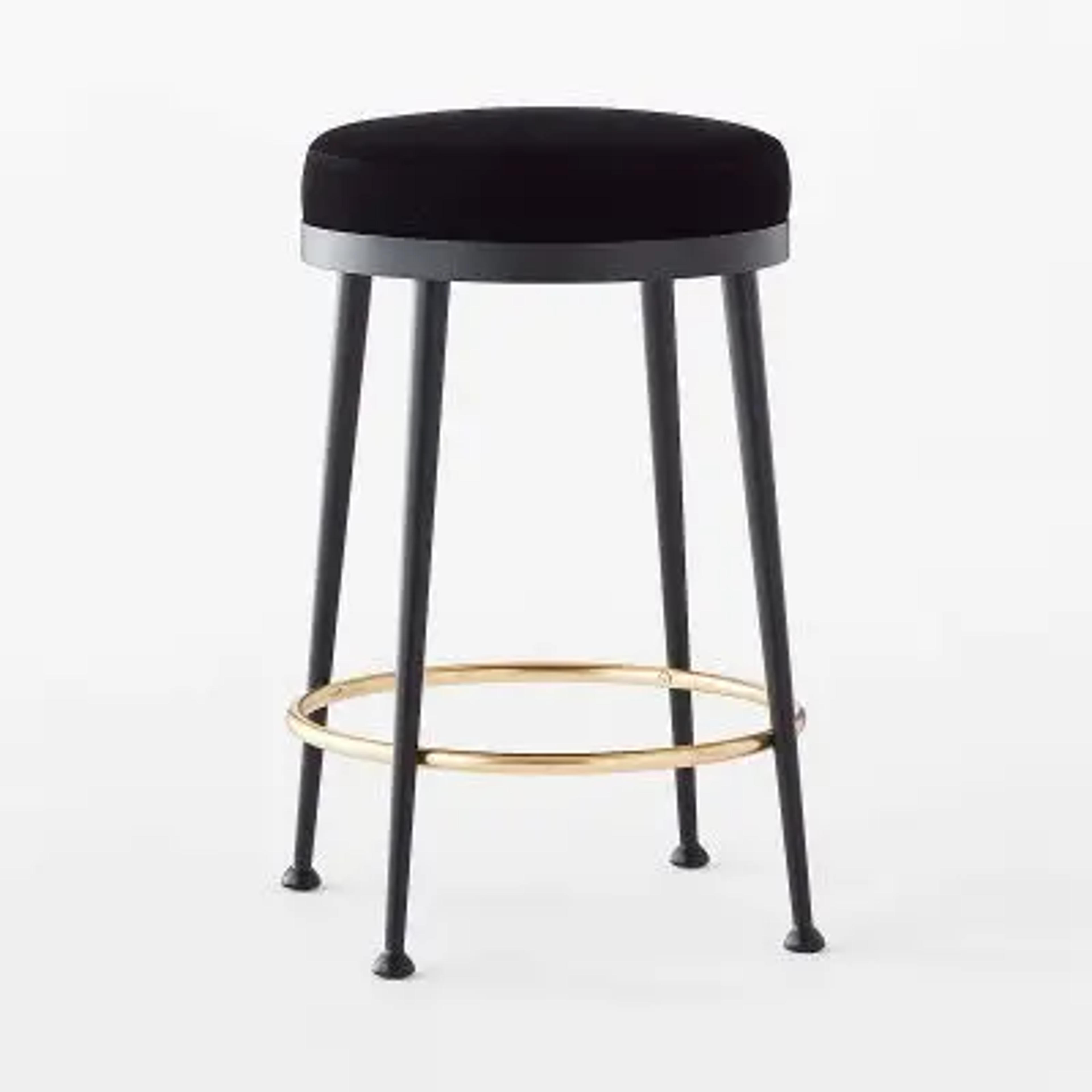 Atlas Black Velvet Counter Stool