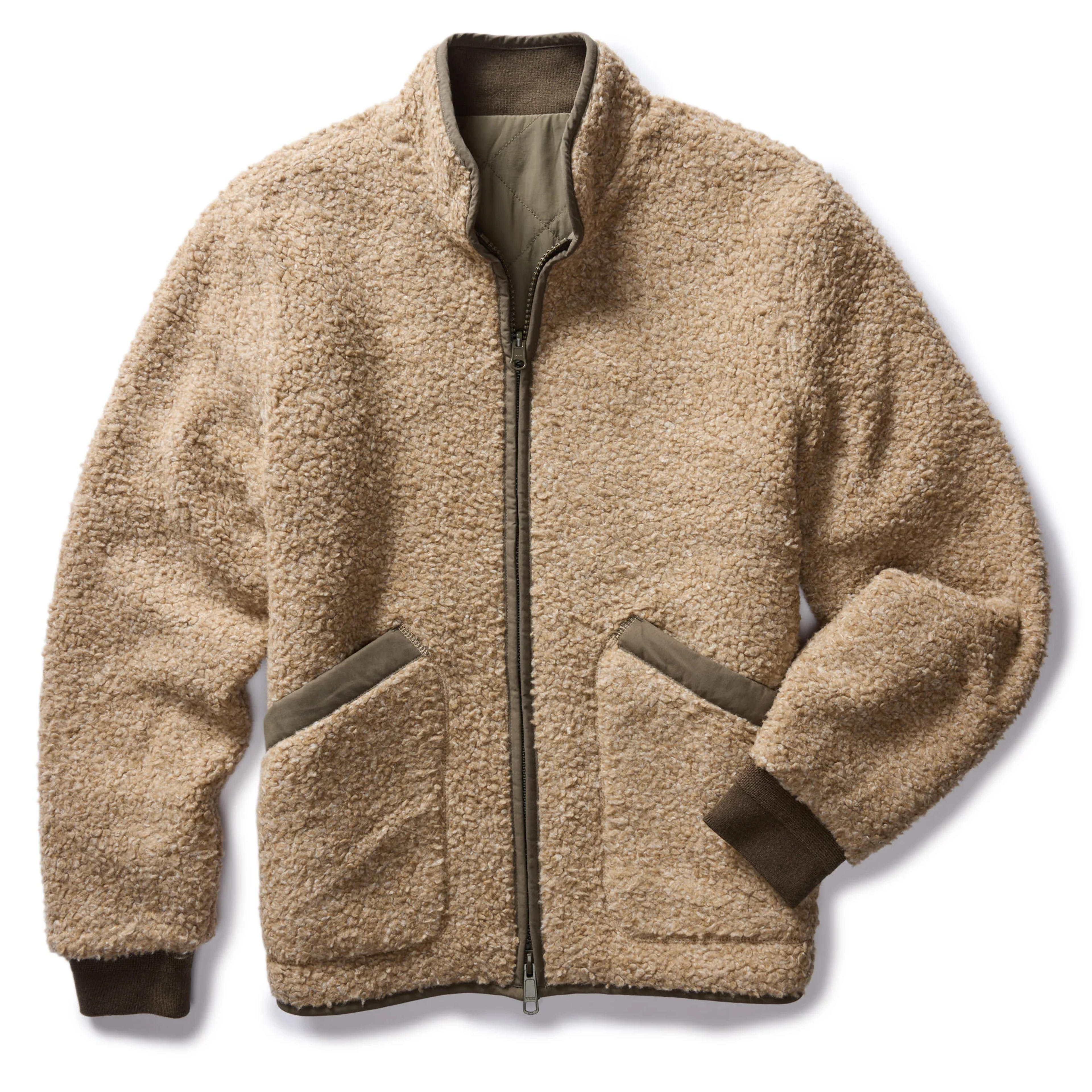 The Carson Reversible Jacket in Light Khaki Fleece | Black Friday Sale | Taylor Stitch