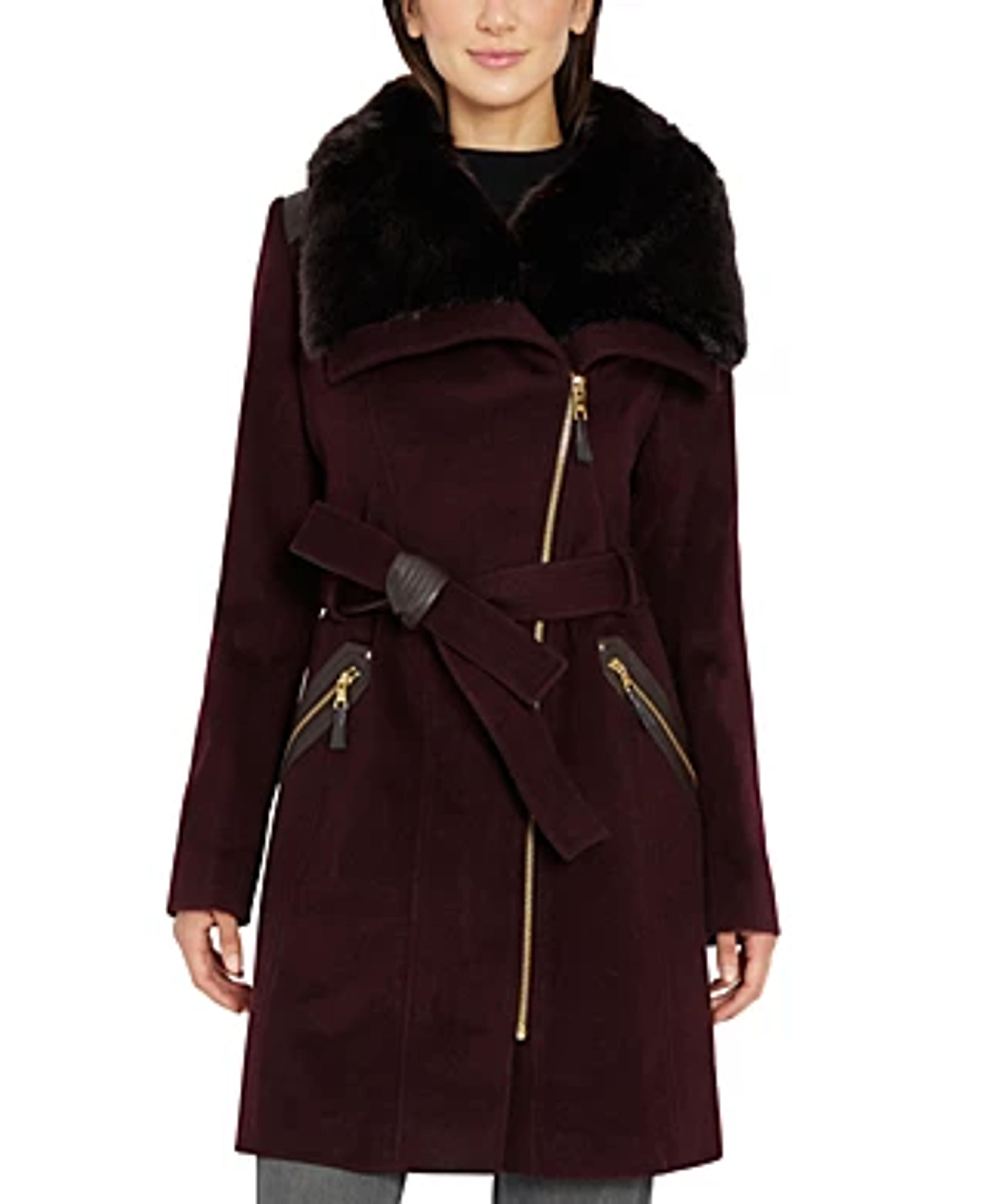 Via Spiga Women's Asymmetric Faux-Fur-Collar Wrap Coat, Created for Macy's & Reviews - Coats & Jackets - Women - Macy's