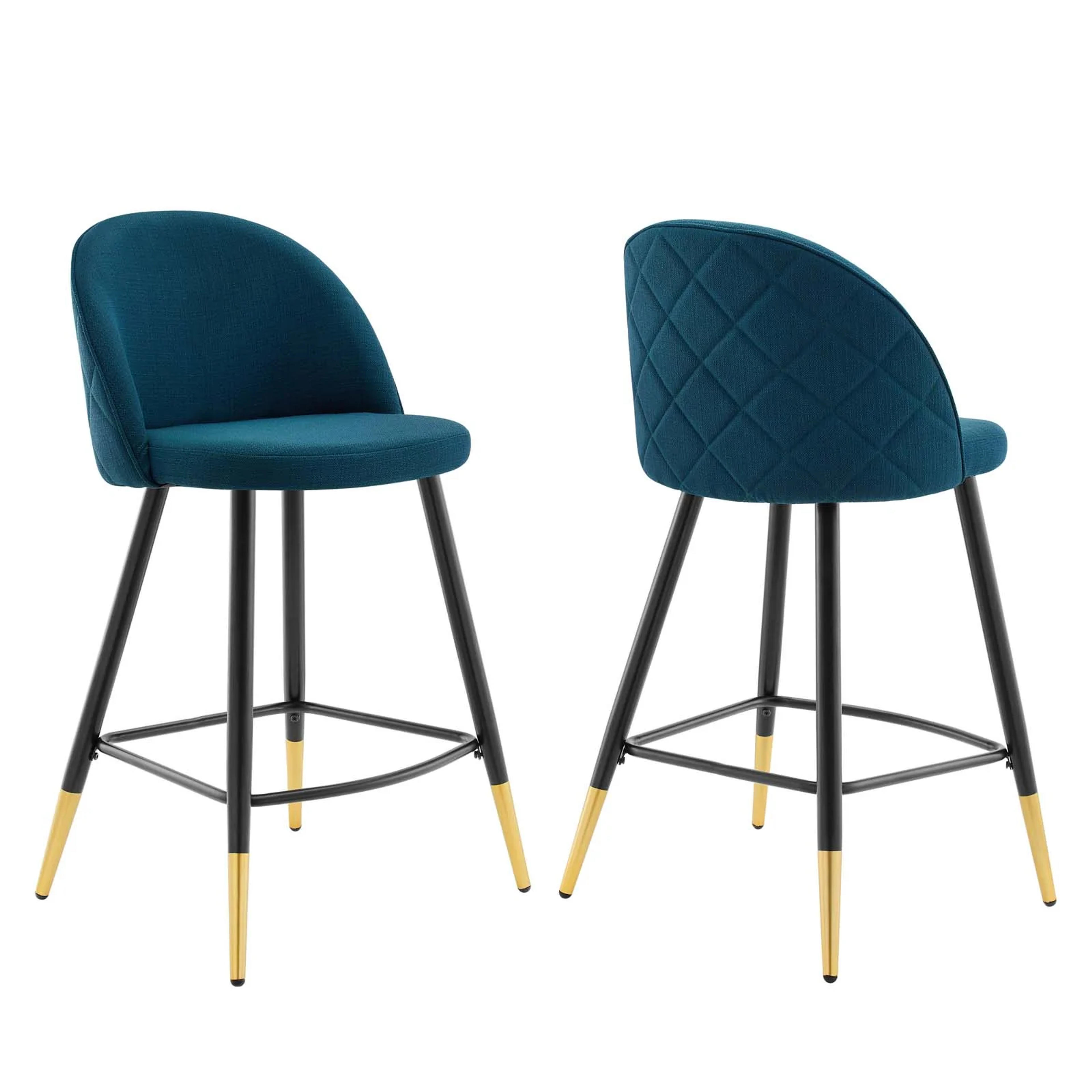 Modway Cordial Fabric Counter Stools - Set of 2 - Azure