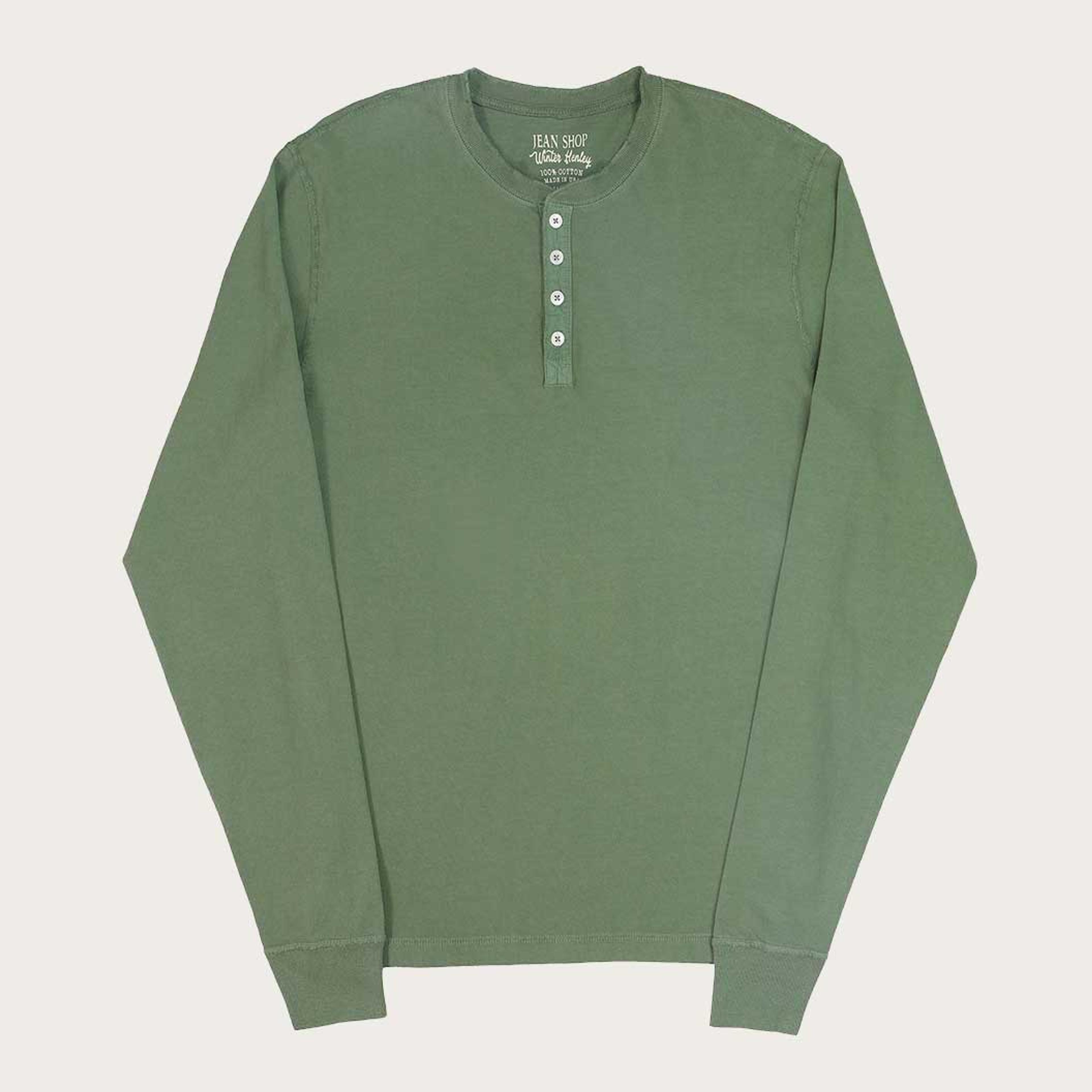 HEAVY WEIGHT LS HENLEY - GREEN – Jean Shop