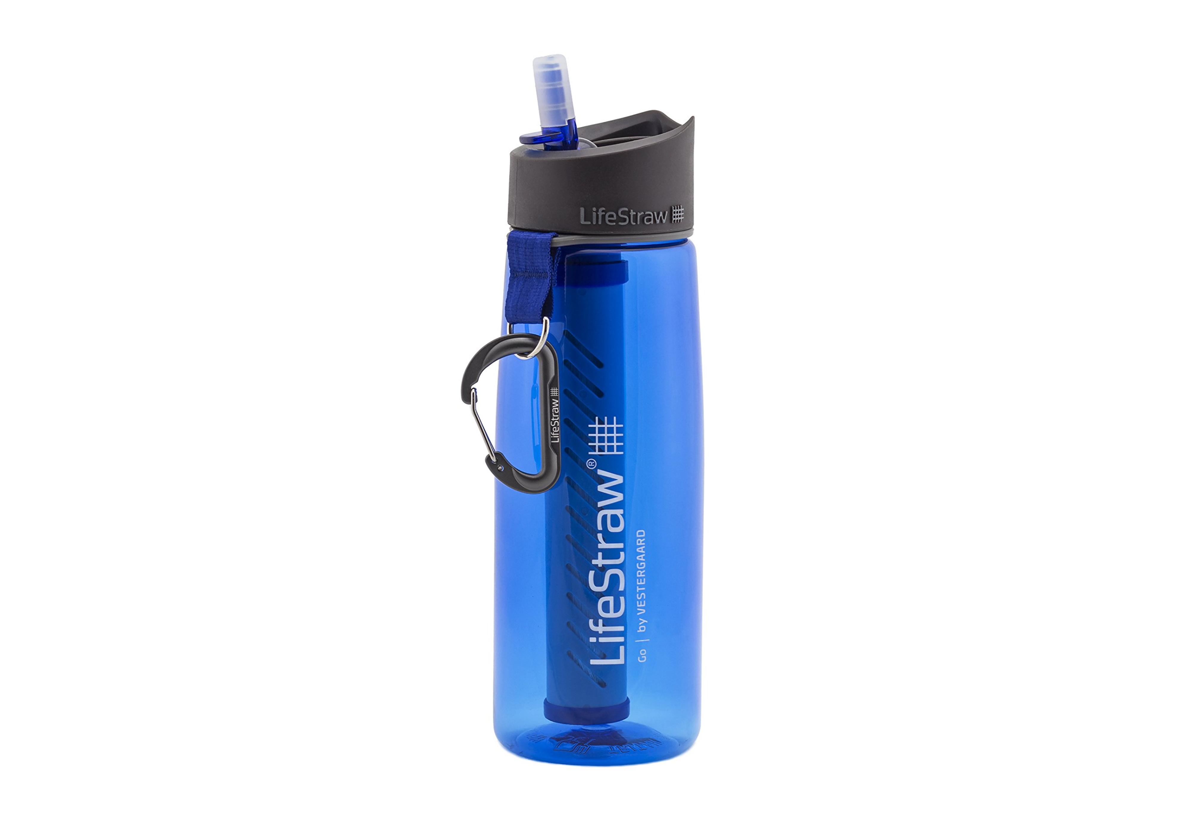 LifeStraw Go Water Filter Bottle with 2-Stage Integrated Filter Straw for Hiking, Backpacking, and Travel, Blue