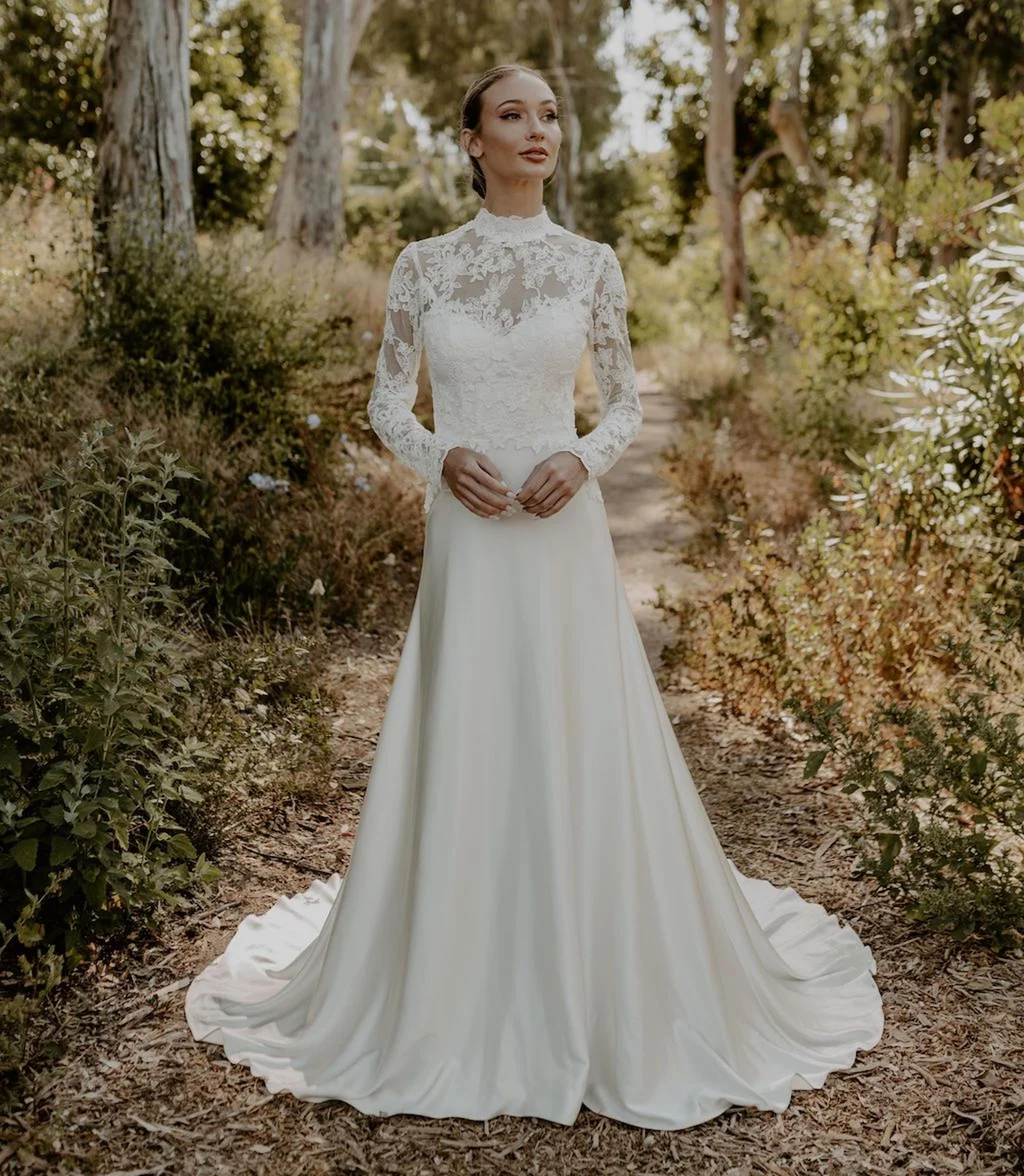 Lotus Lace and Silk Wedding Dress | Dreamers and Lovers
