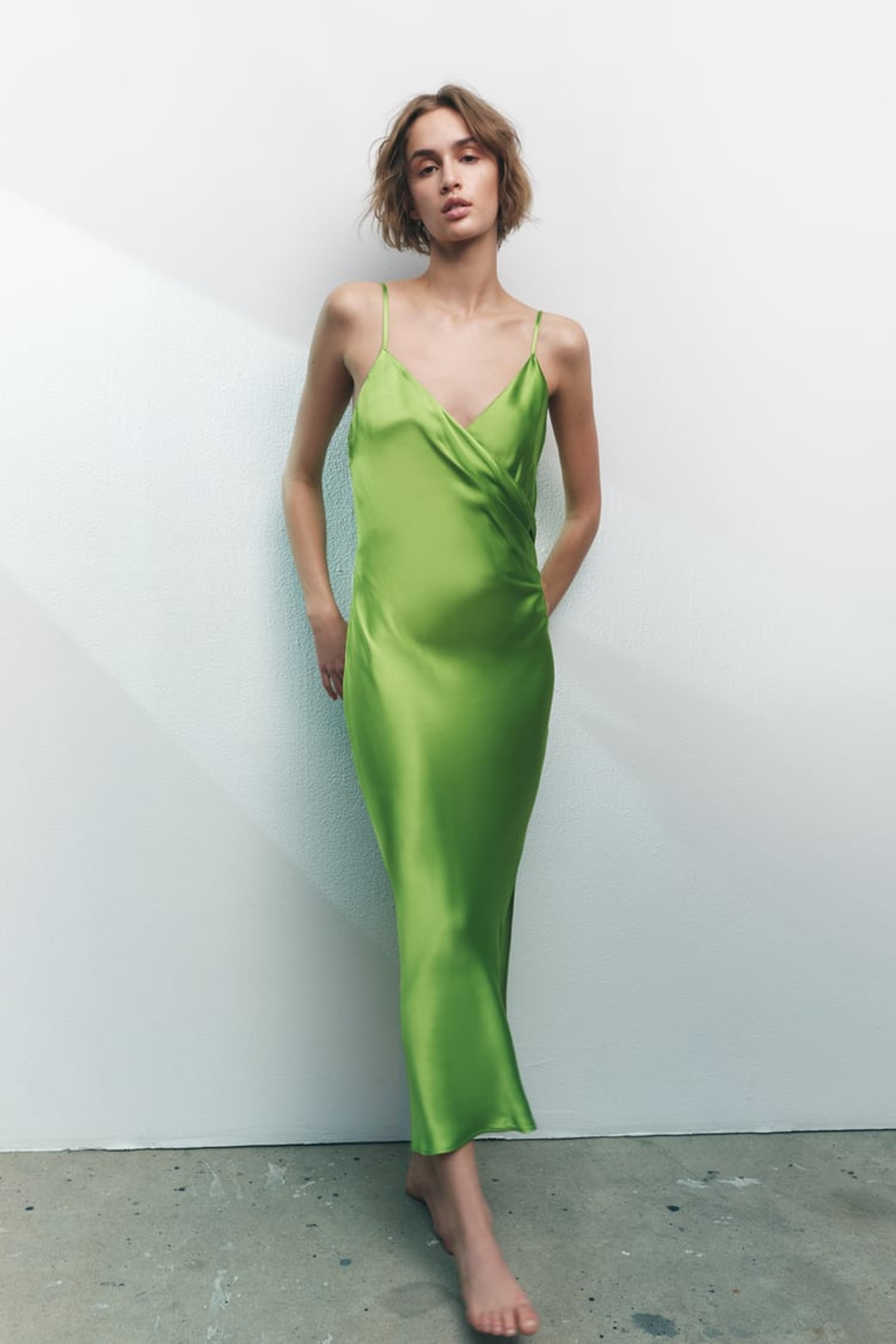 DRAPED LINGERIE-STYLE DRESS - Greenish | ZARA United States