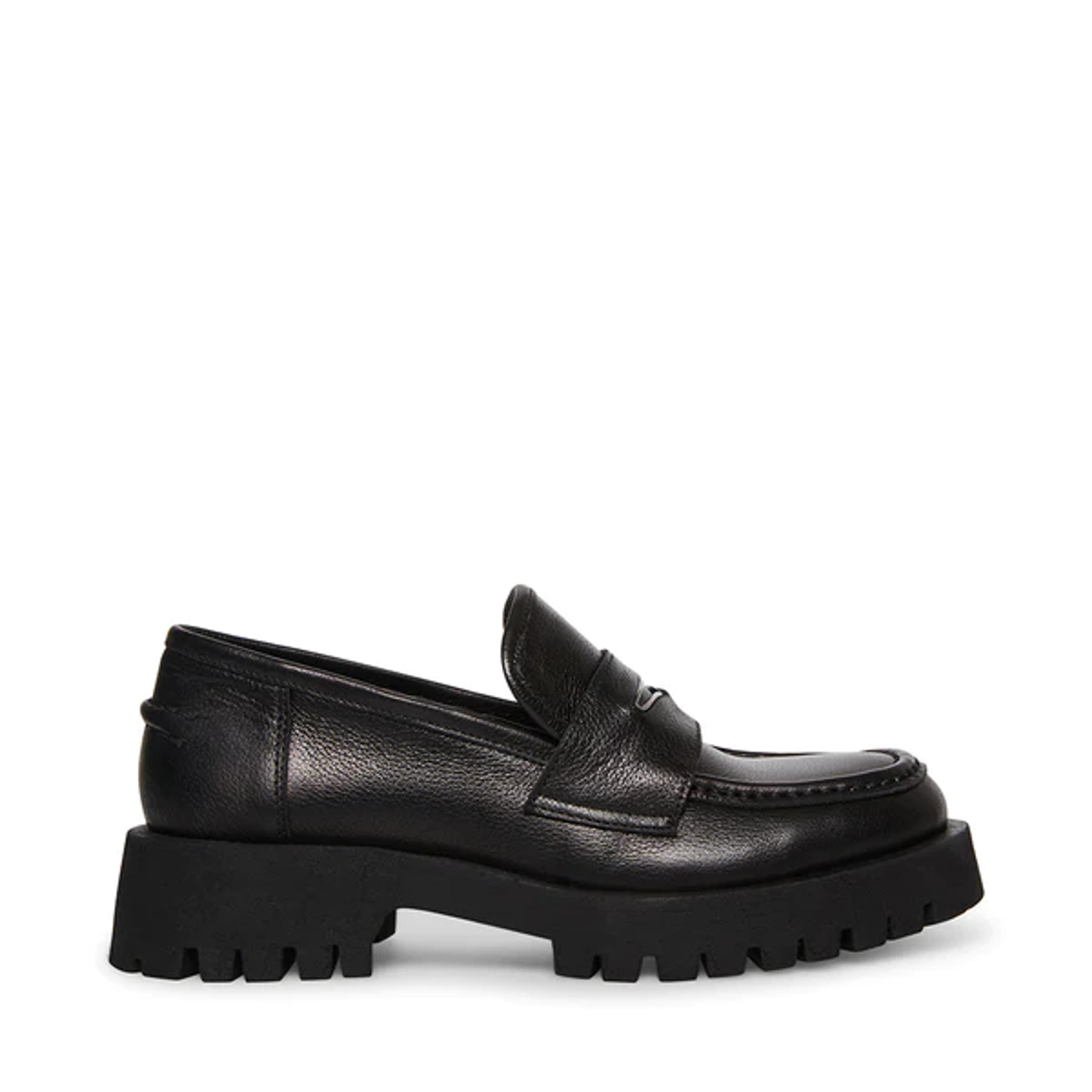 LAWRENCE Black Leather Slip-On Loafer | Women's Loafers – Steve Madden