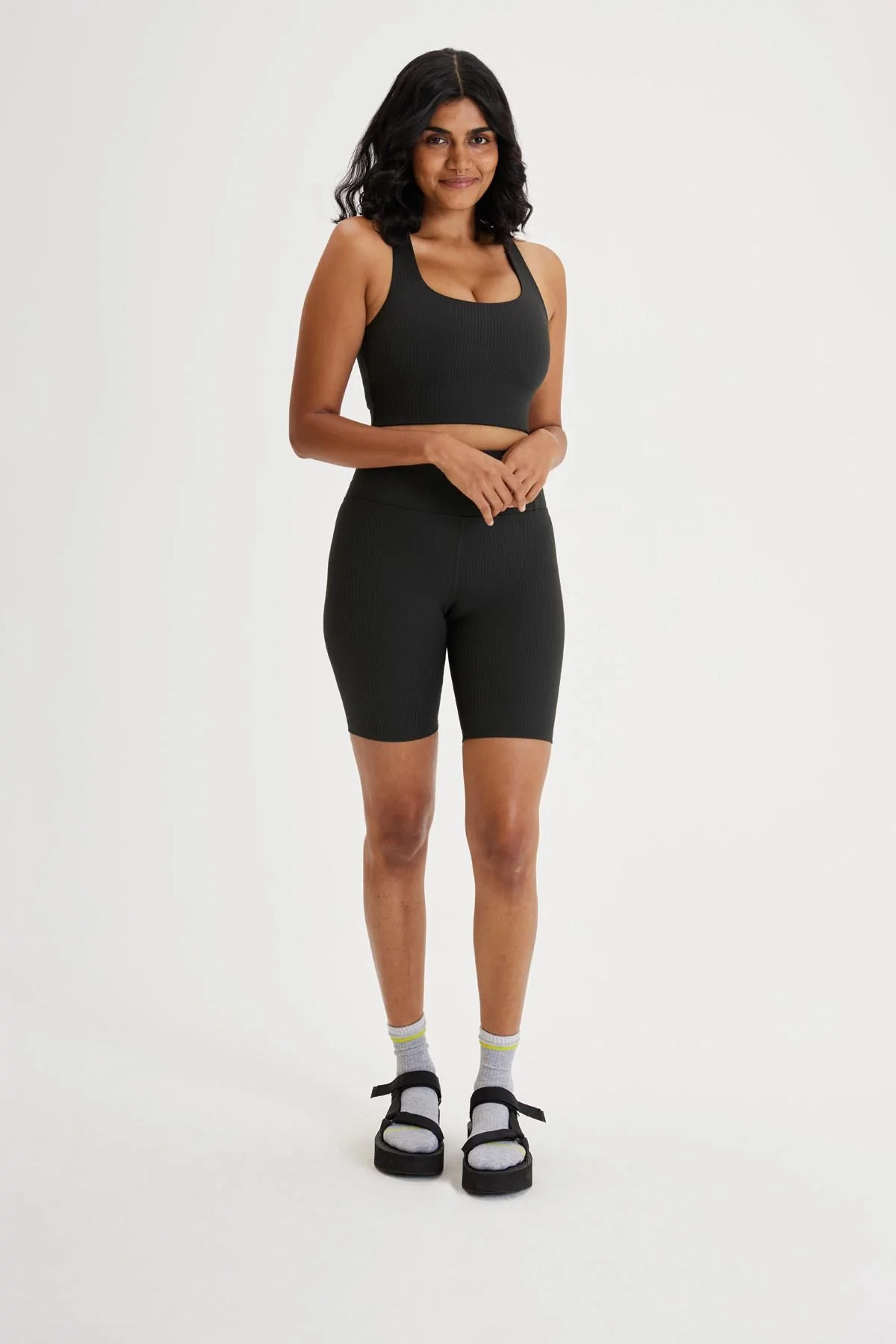 Black RIB High-Rise Bike Short — Girlfriend Collective