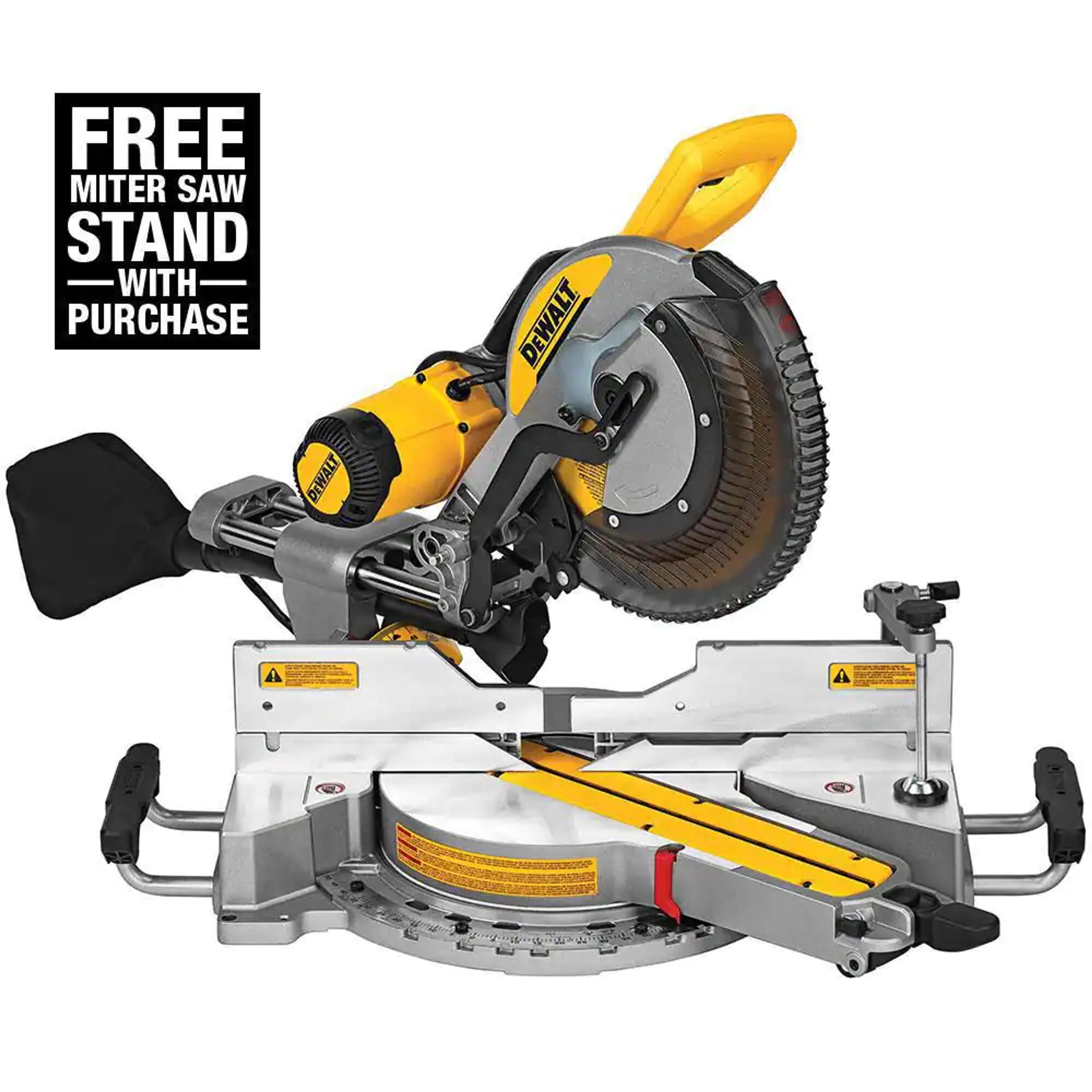 DEWALT 15 Amp Corded 12 in. Double Bevel Sliding Compound Miter Saw, Blade Wrench and Material Clamp DWS779 - The Home Depot