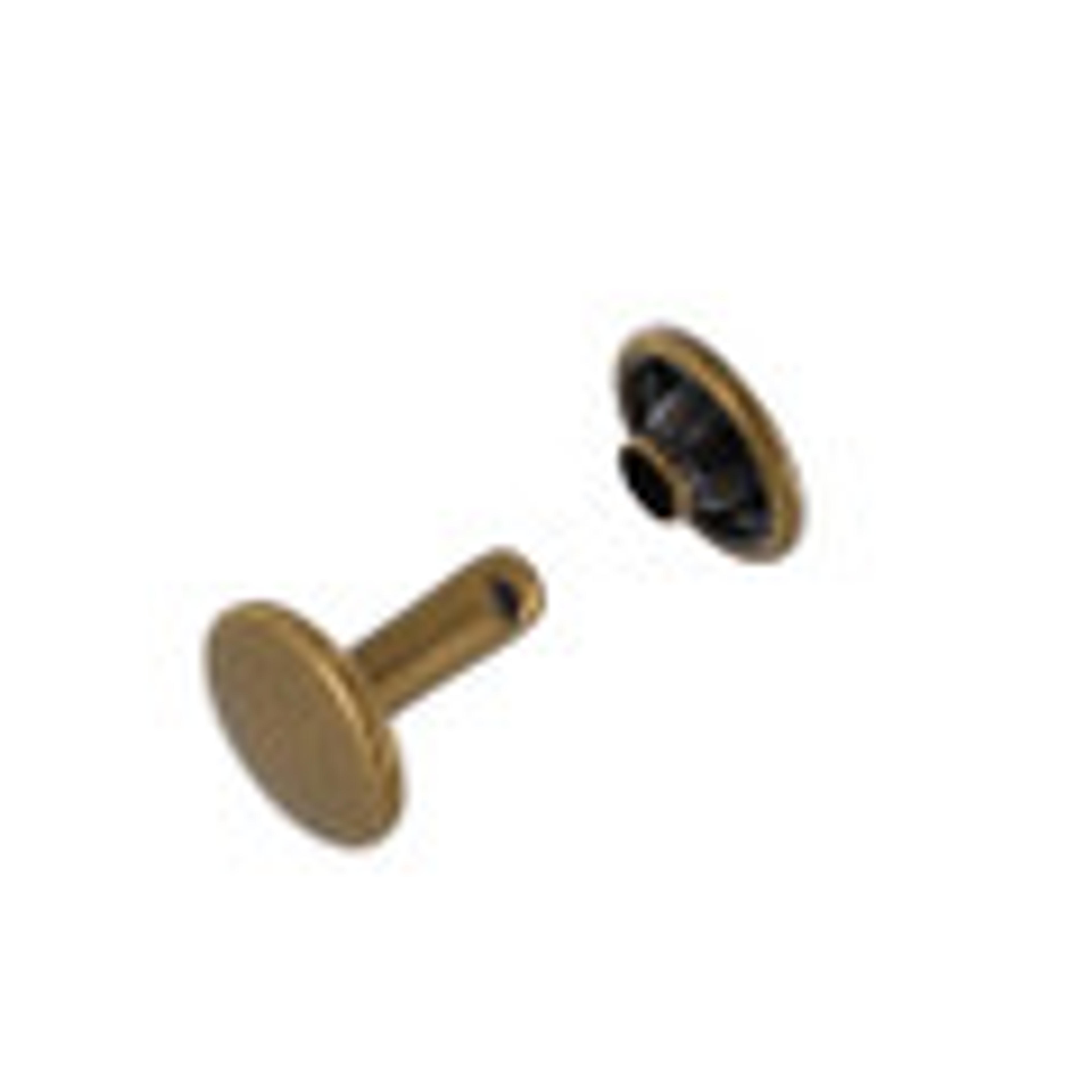 RV11127 Double Cap Rivet, Cap 11mm, Post 12.7mm, Antique Brass, Solid Brass-LL (100 sets per bag)