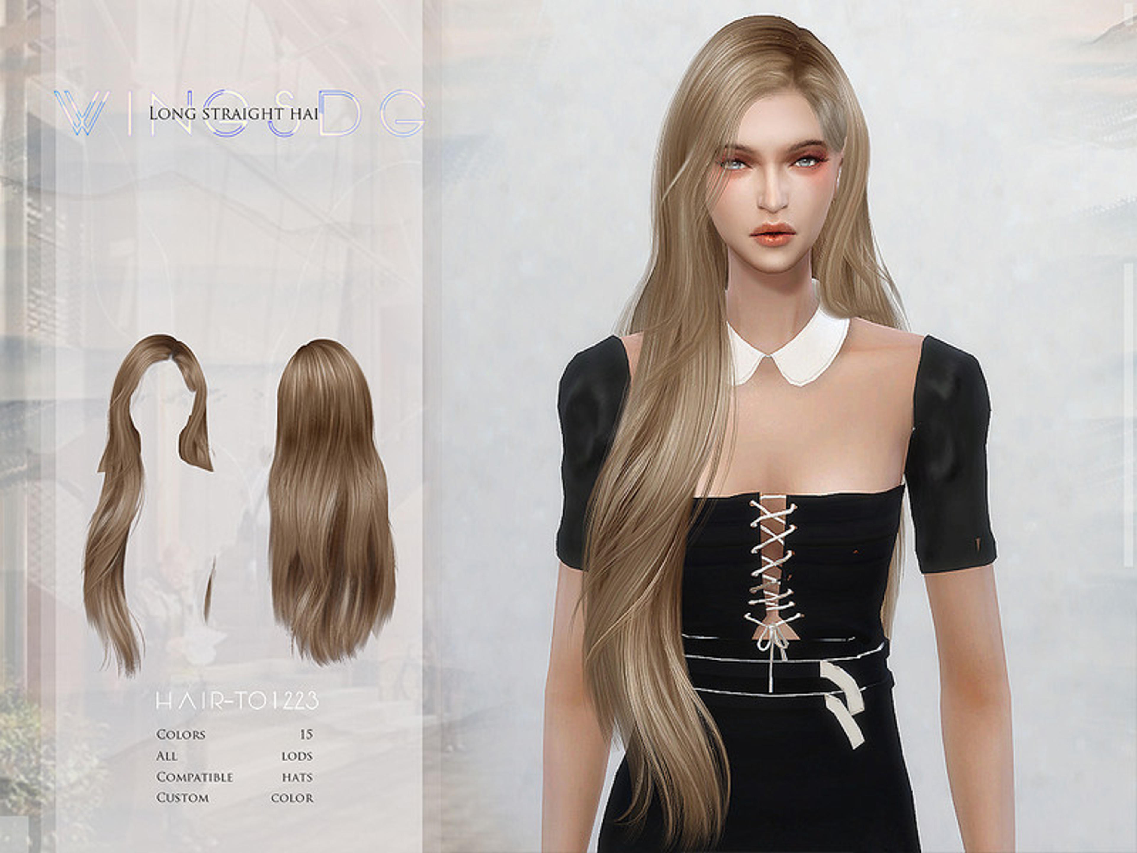 The Sims Resource - Long straight hair - TO1228