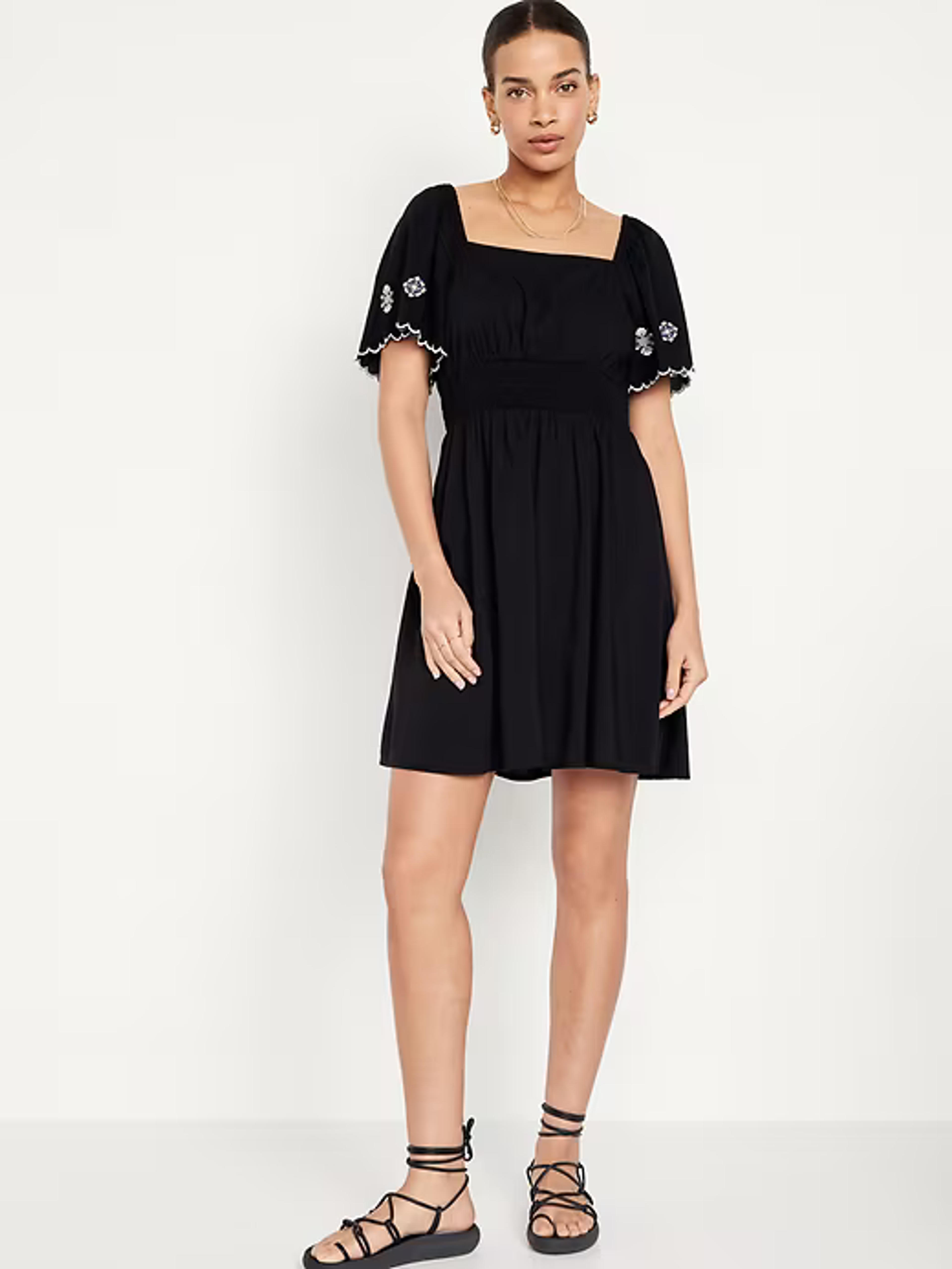 Waist-Defined Flutter-Sleeve Mini Dress | Old Navy