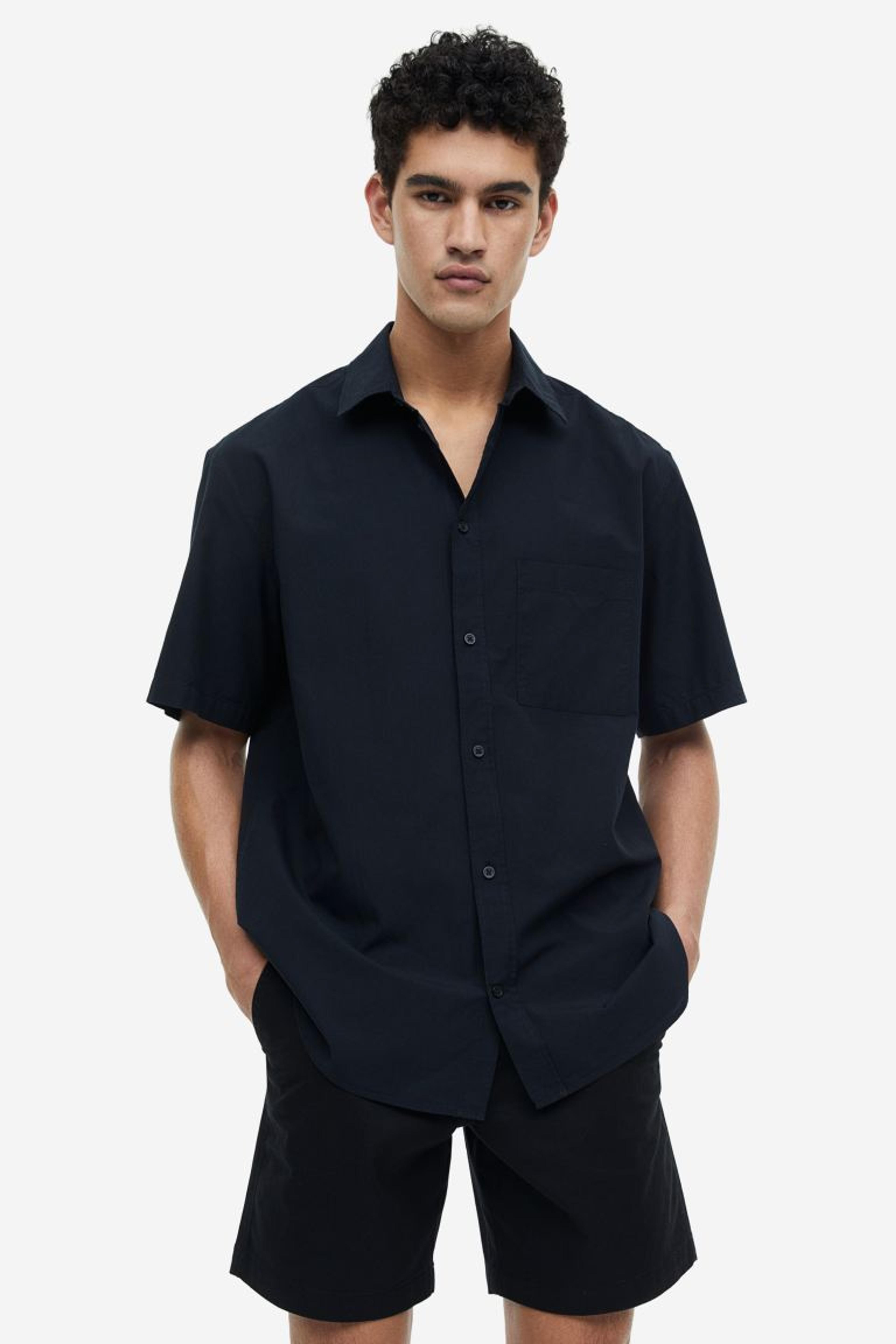 Regular Fit Short-sleeved Shirt - Black - Men | H&M US