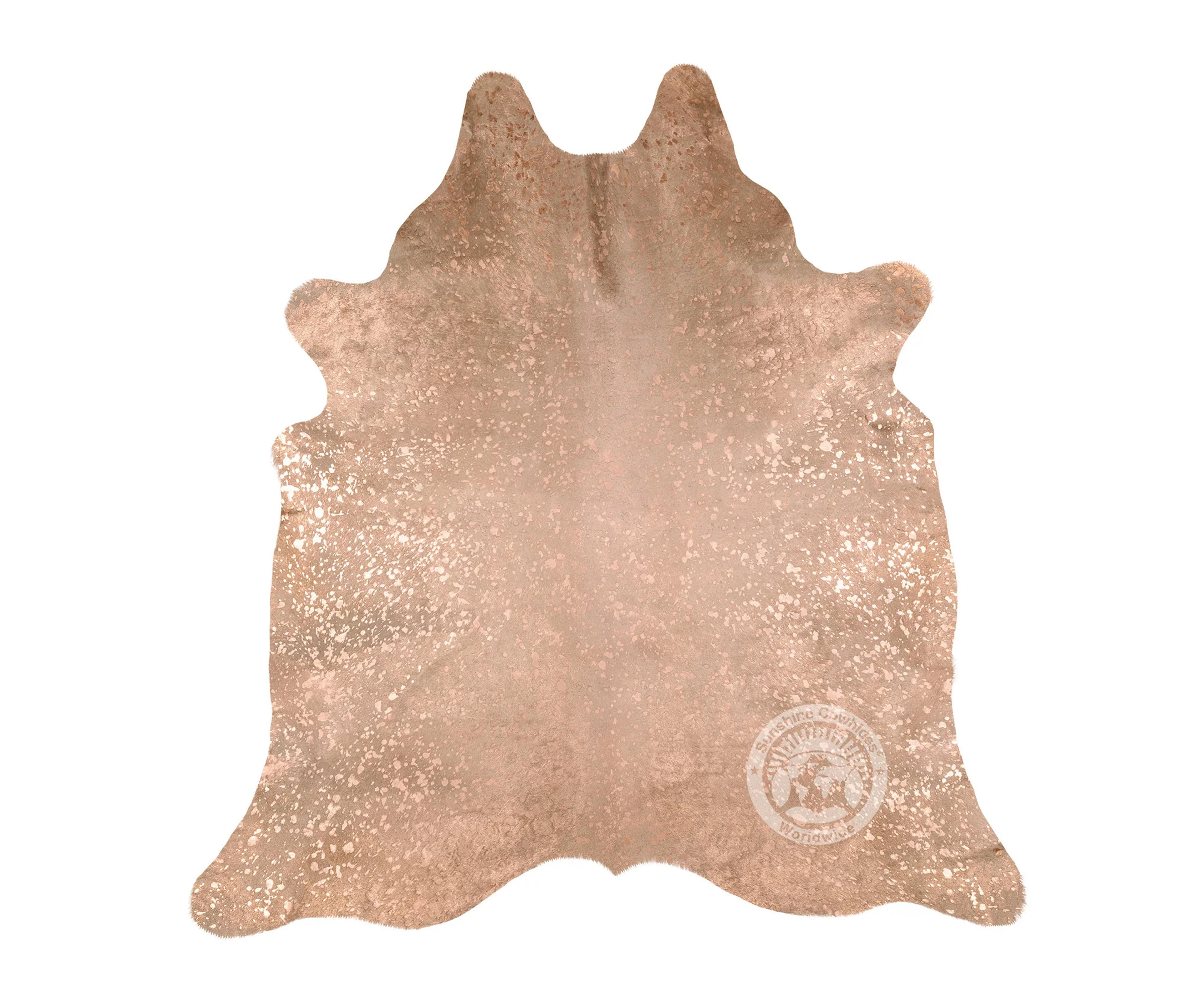 Devore Metallic Rose Gold on Off White Cowhide Rug — Luxury Cowhides