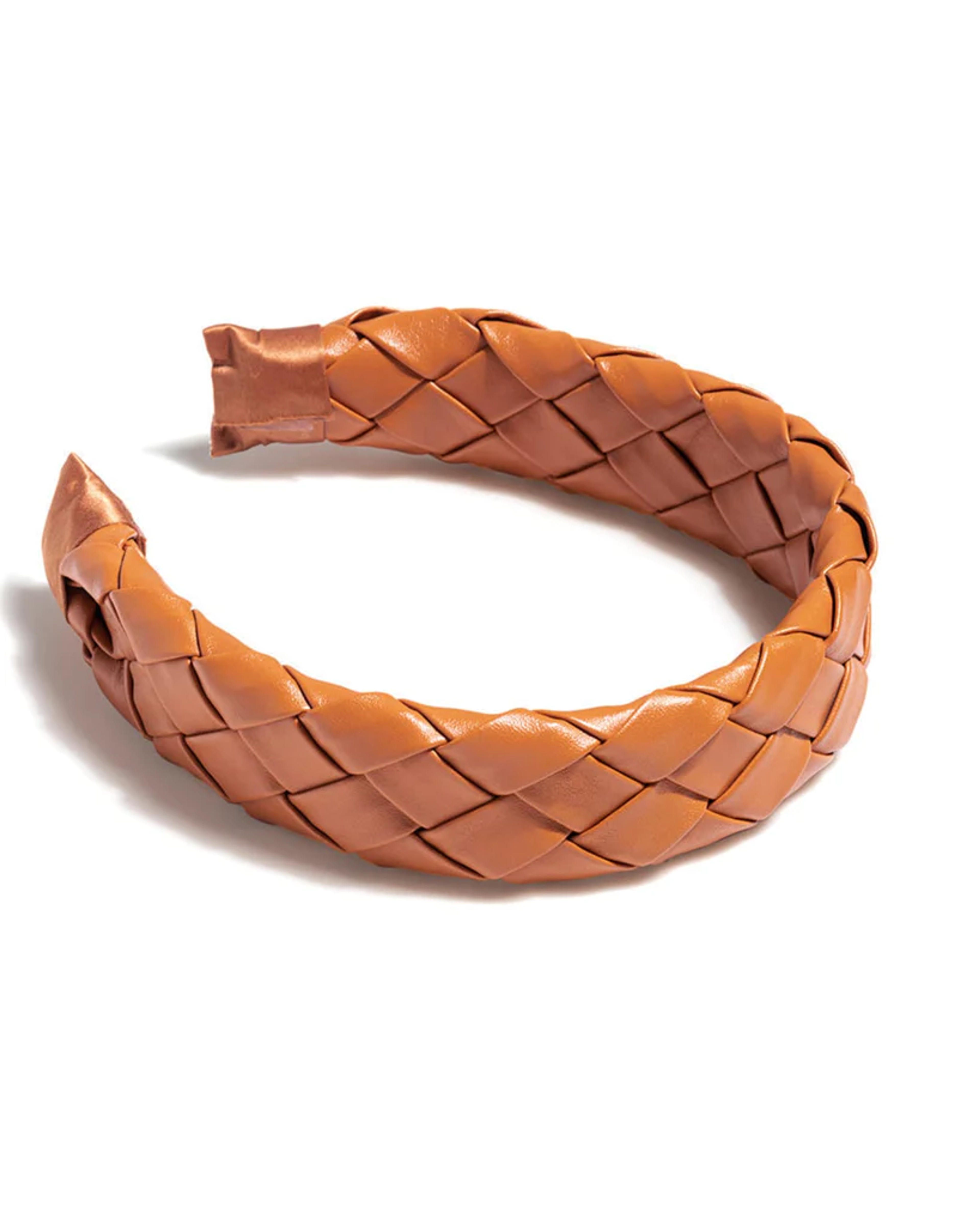 Woven Faux Leather Headband | Saddle