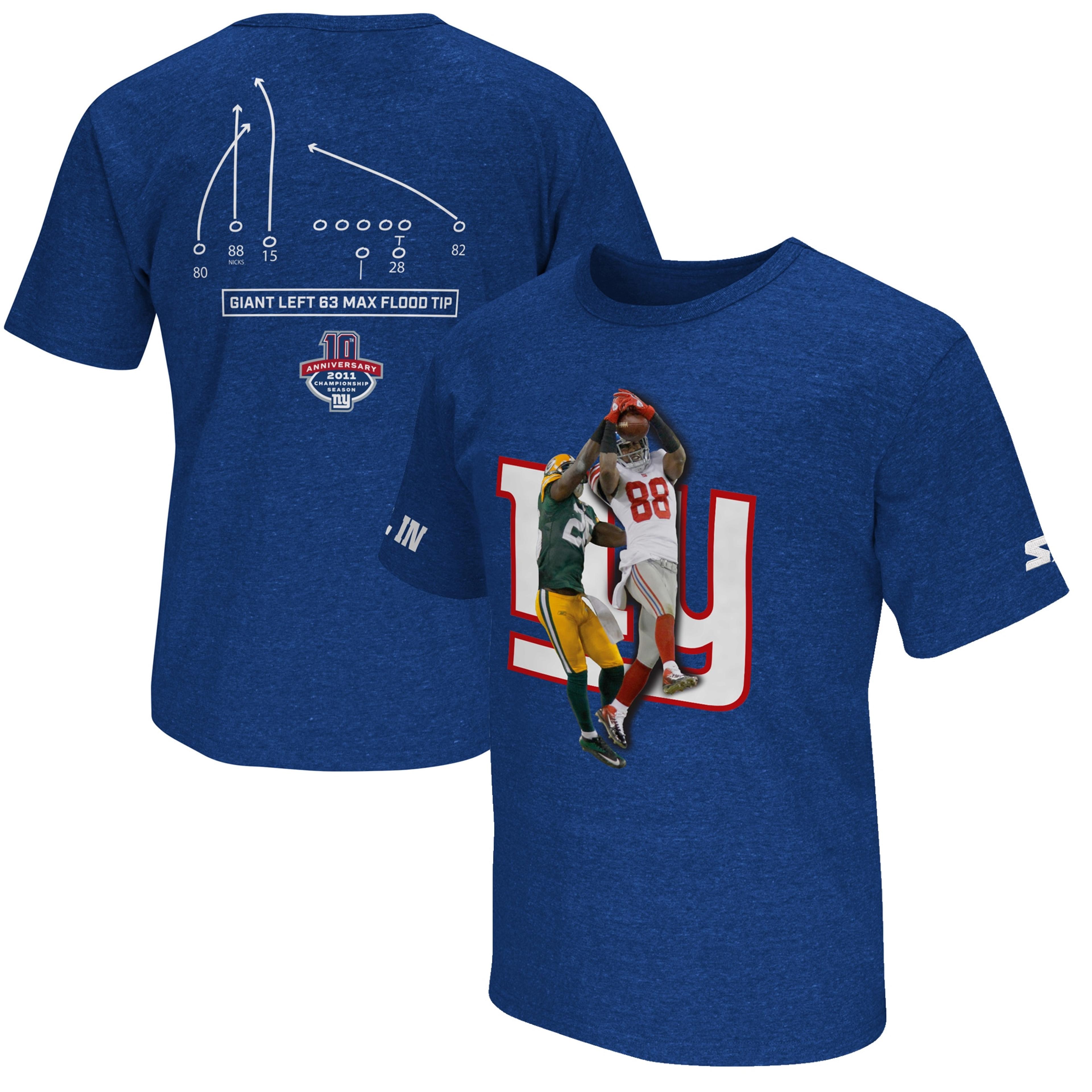 Hakeem Nicks New York Giants Starter Super Bowl XLVI 10-Year Anniversary ALL IN Collector's Series T-Shirt - Royal
