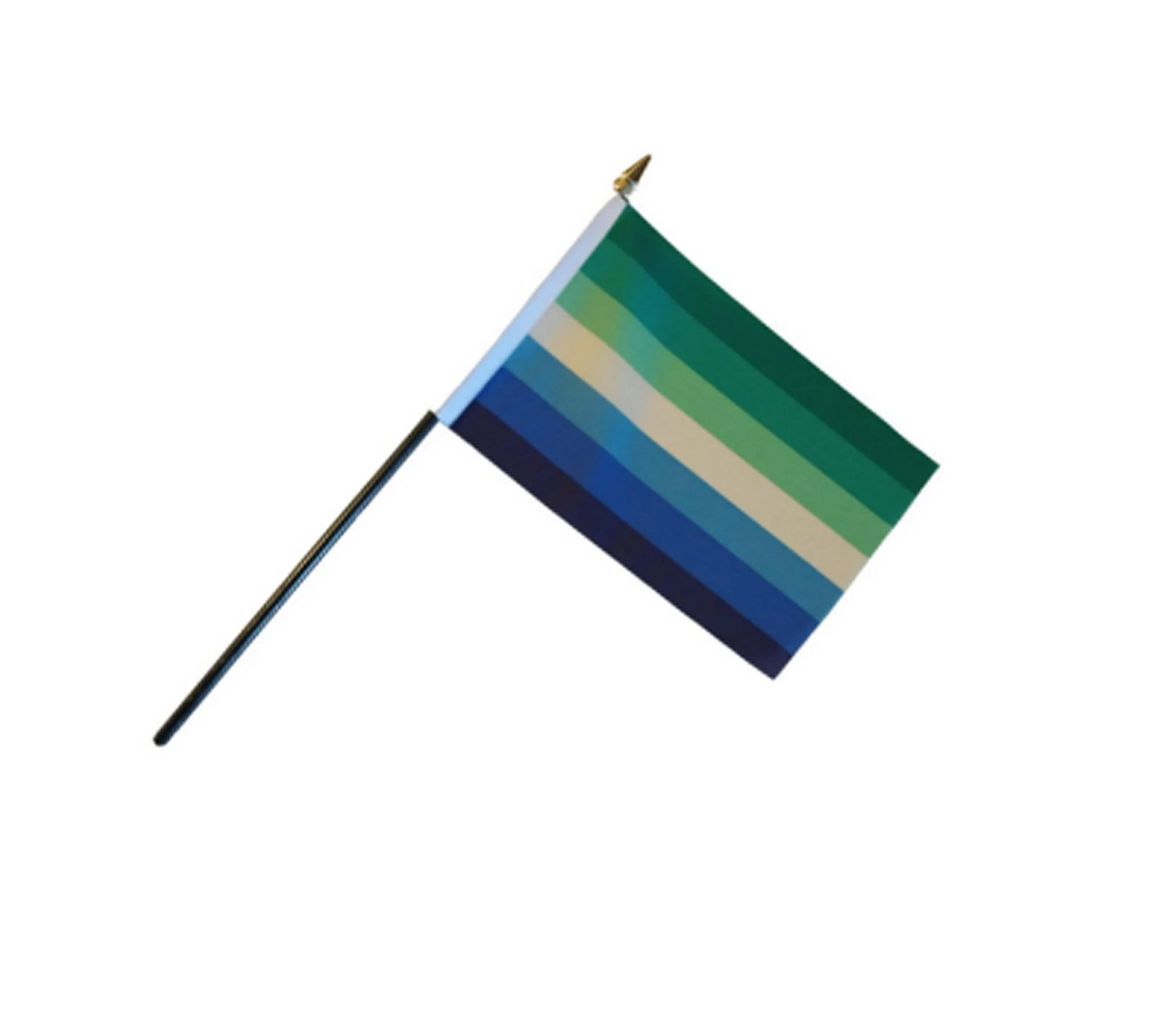 Gay Male LGBTQ Pride 6" x 4" Hand waving Flag With Or Without Base