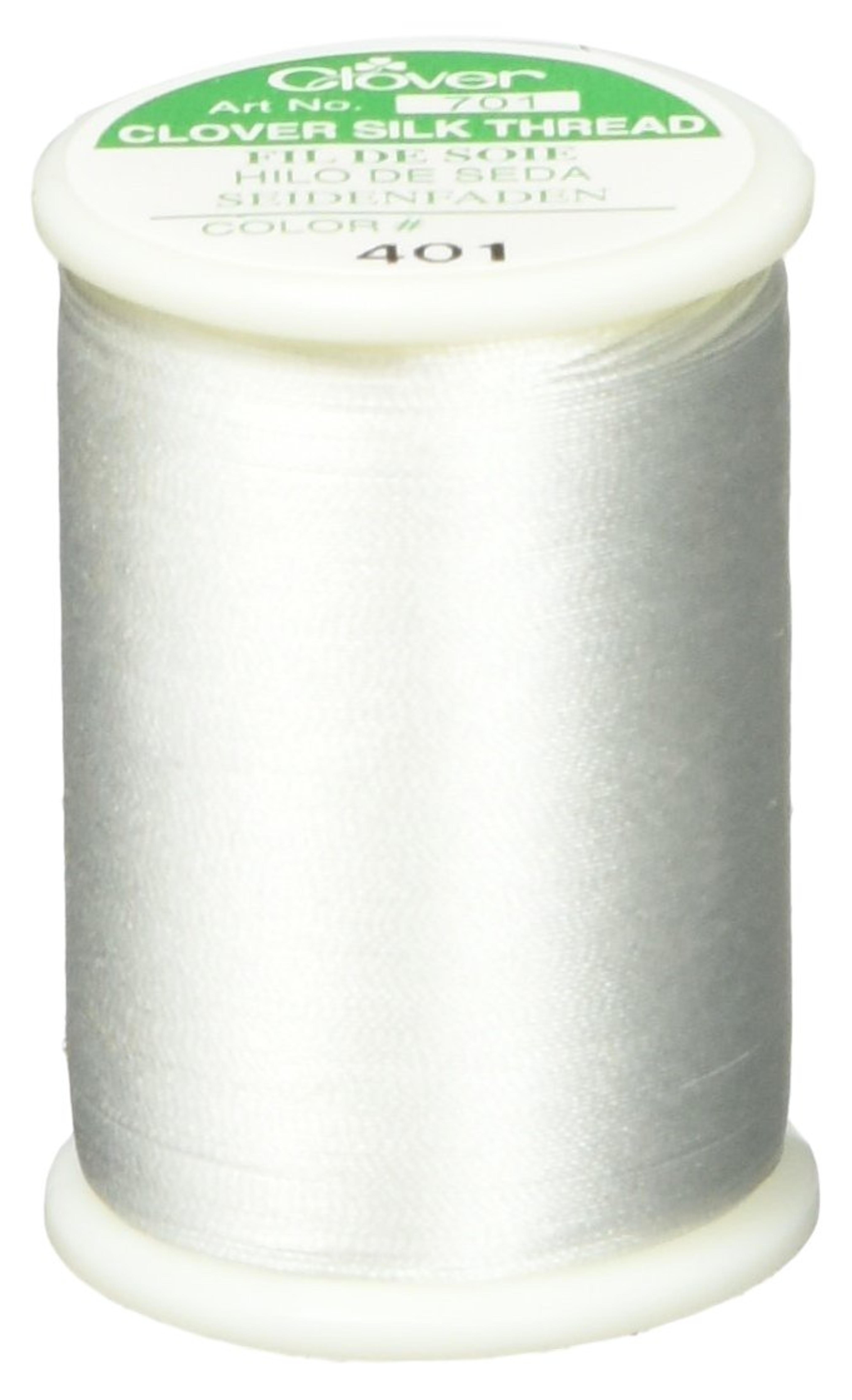 Clover White Silk Thread 50wt 109yds, 109 yd