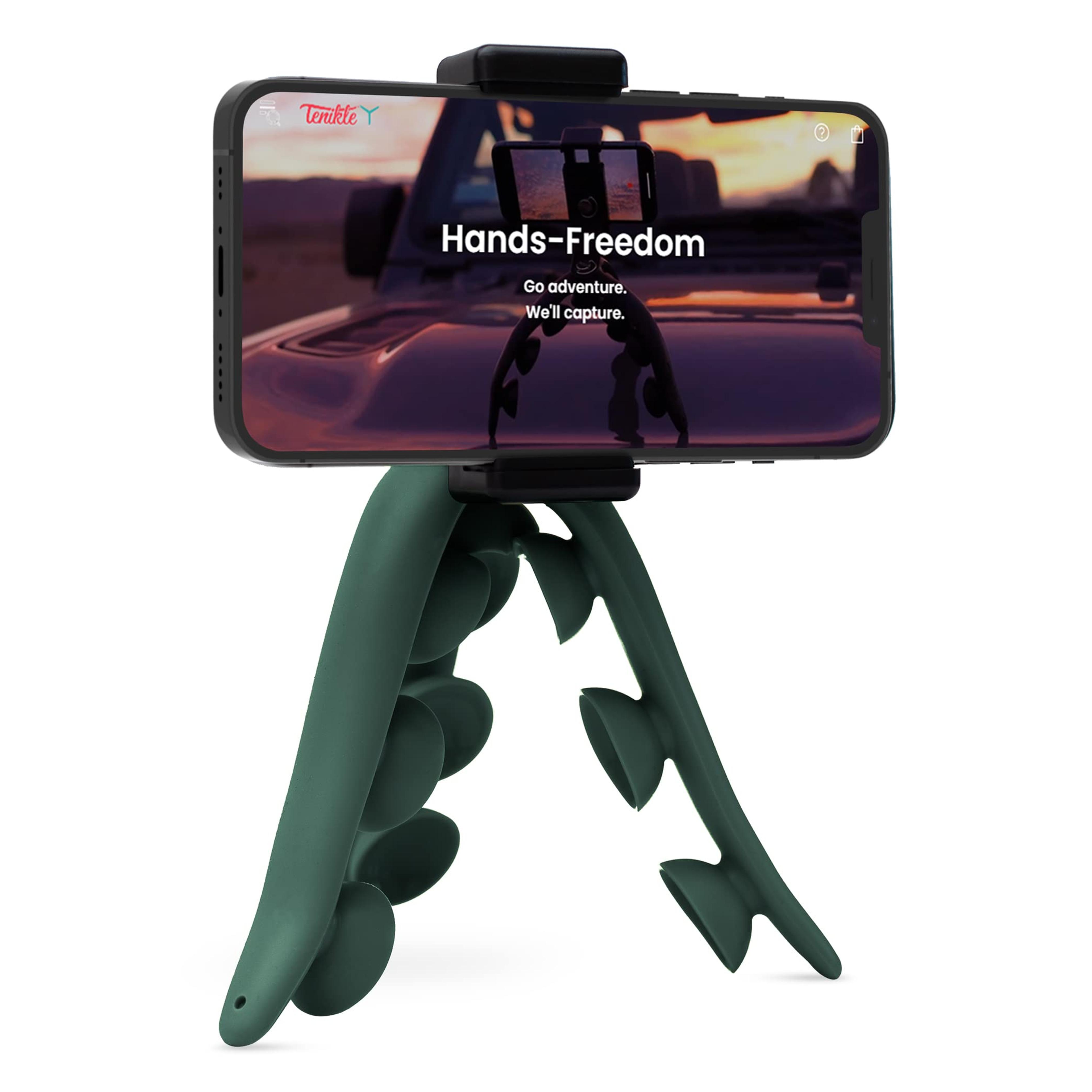 Tenikle® 360° - Flexible Tripod for Phone Camera GoPro, As Seen on Shark Tank, Bendable Suction Cup Camera & Phone Mount, Phone Holder, Compatible w/iPhone & Android (Tenikle® 360° Green)